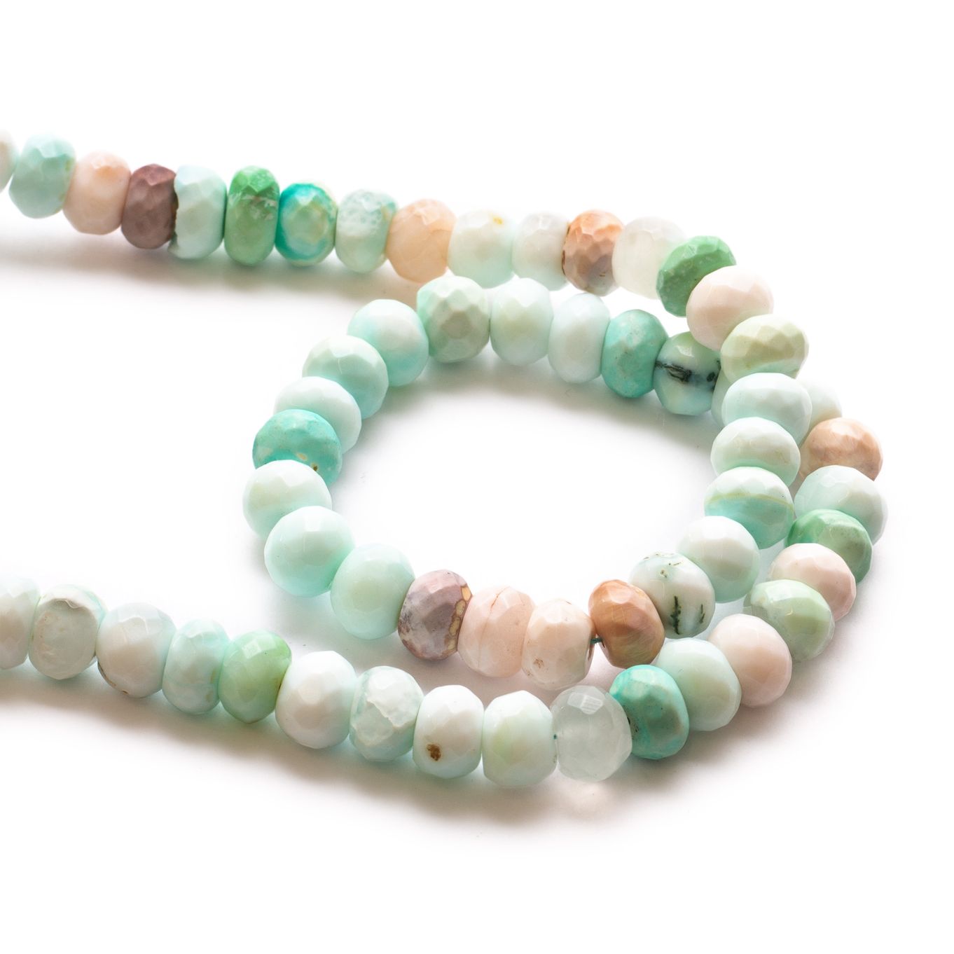 Peruvian Opal Faceted Rondelle Beads - Approx From 7mm