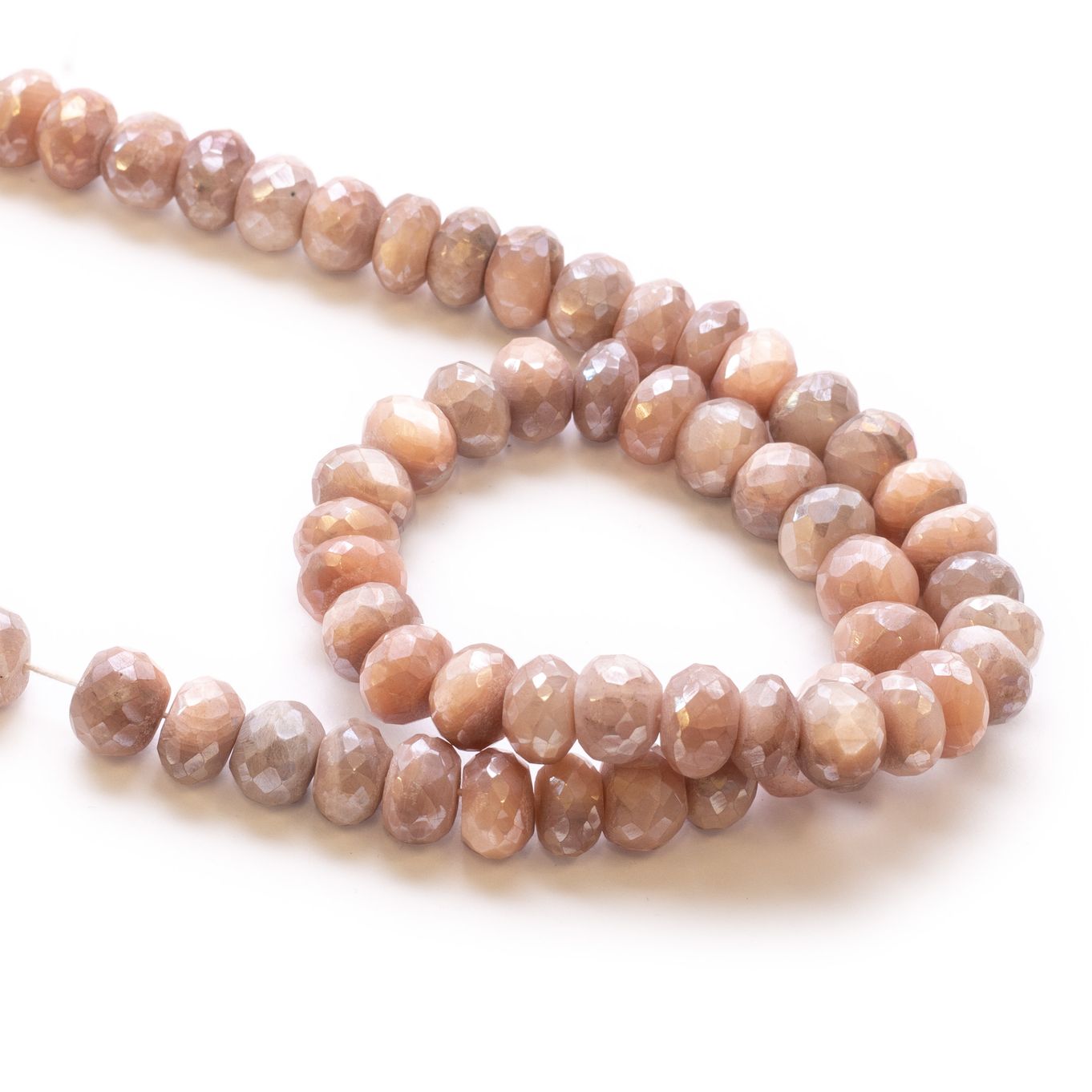 Mystic Coated Peach Moonstone Faceted Rondelle Beads -  Approx From 8mm