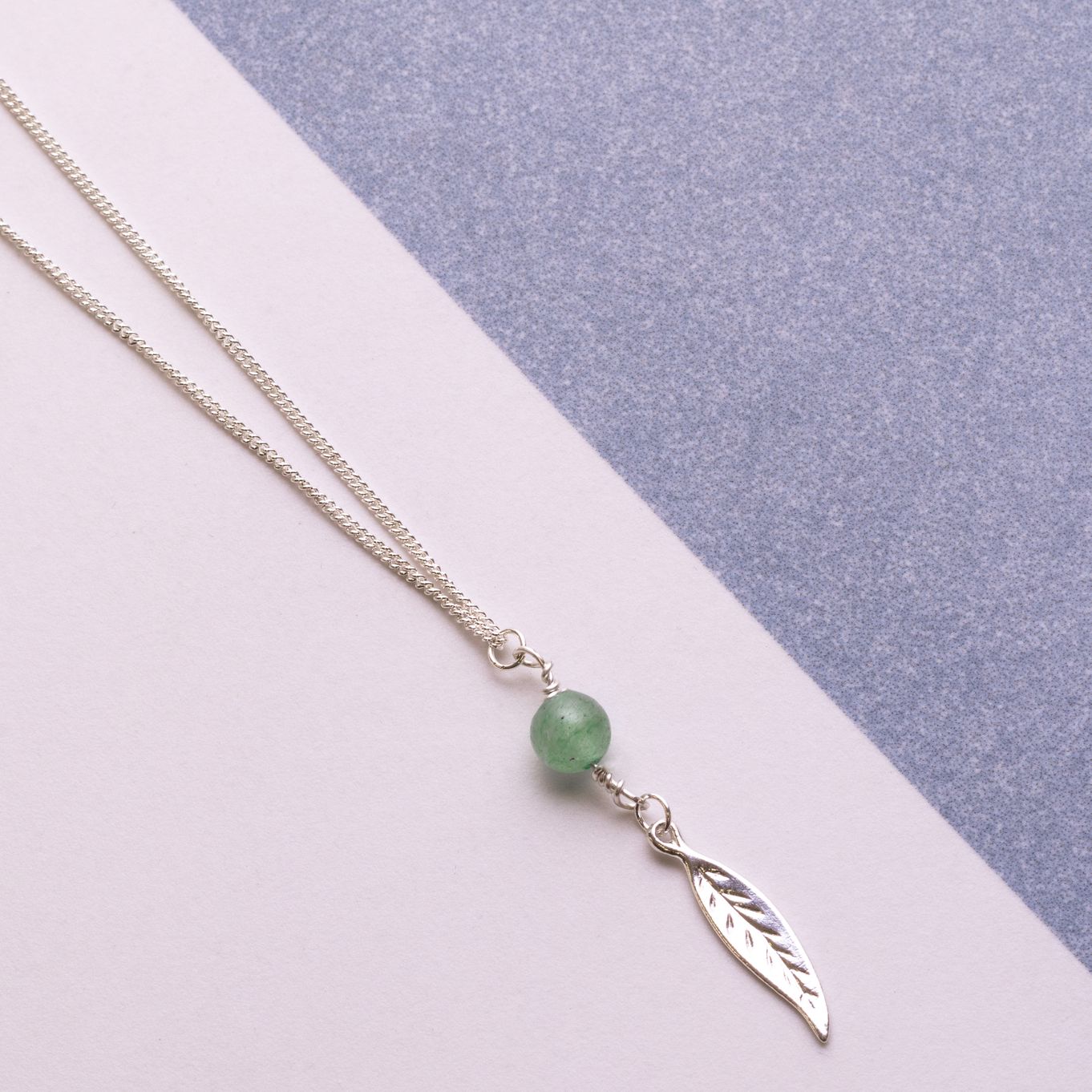 Green Aventurine And Leaf Charm Necklace
