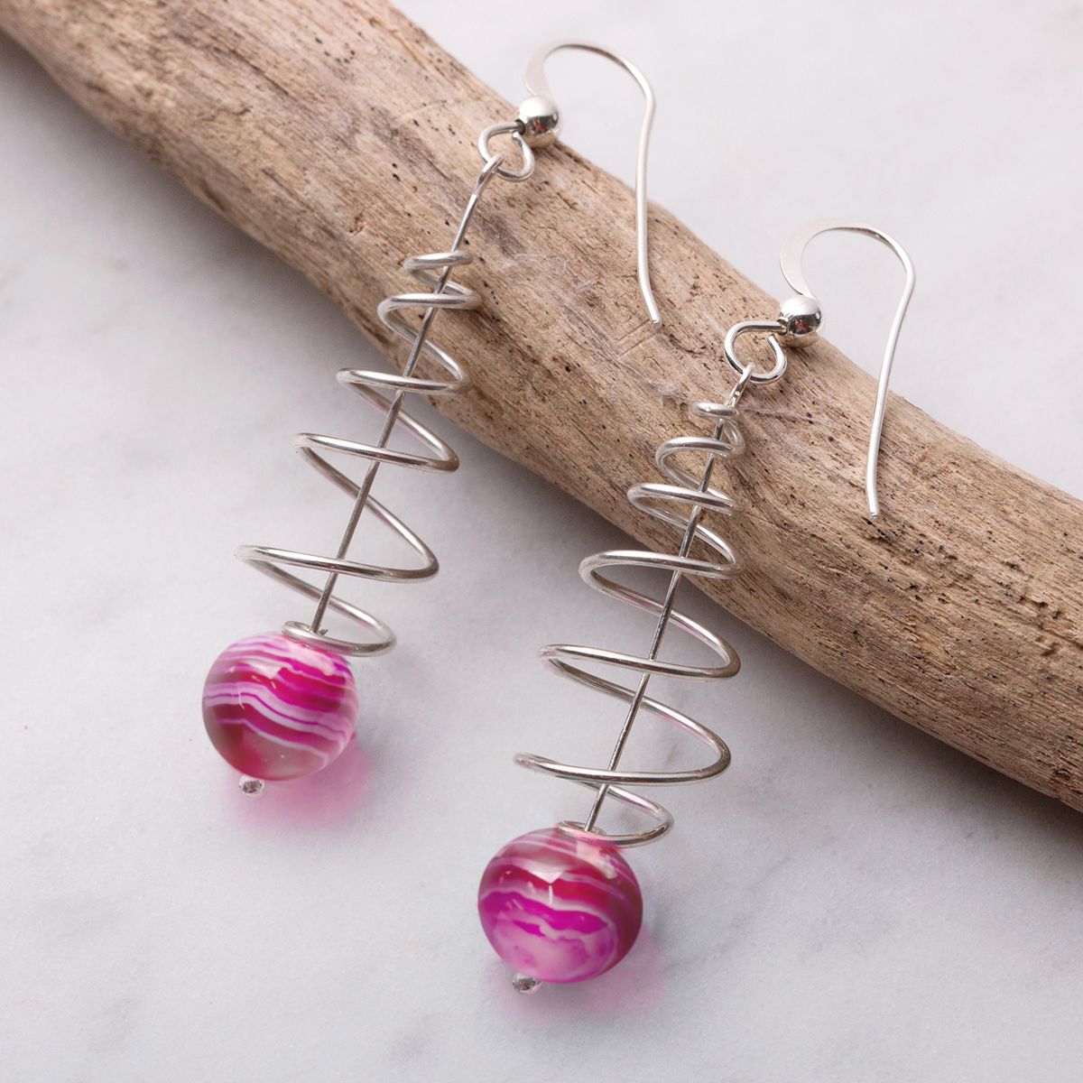 Pink Christmas Tree Earrings