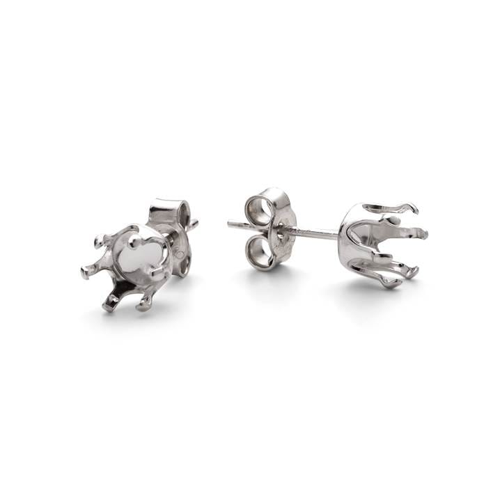 Sterling Silver Snaptite Earstud Settings For Faceted Stones (Pair)