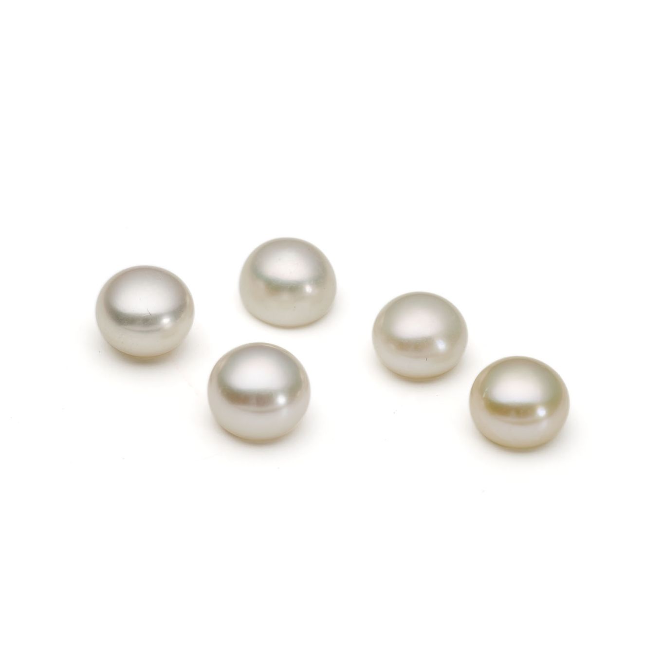 Cultured Freshwater Half Drilled White Pearls - Approx From 5.5mm Button Shape