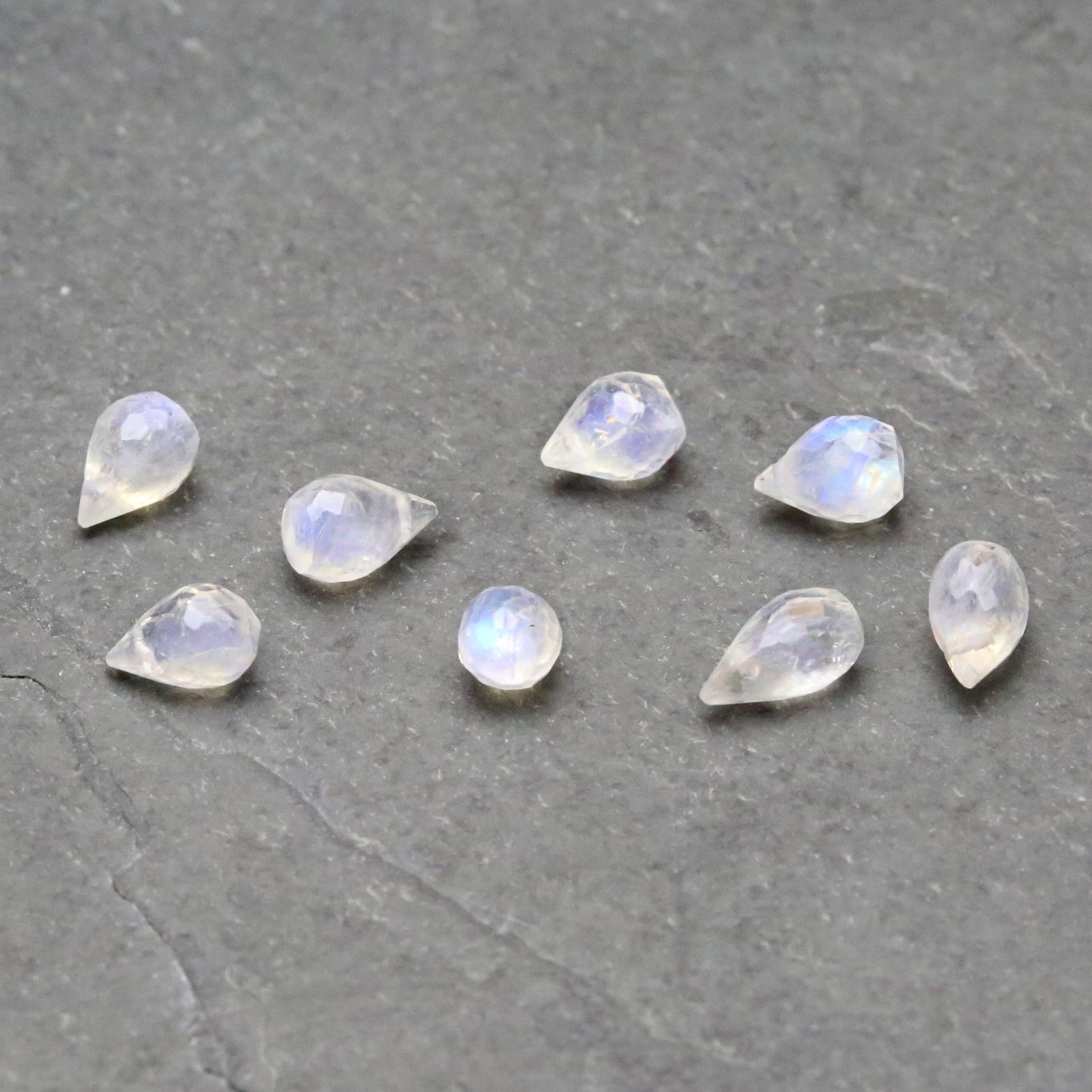 Rainbow Moonstone Faceted Drop Briolette Beads - Approx From 5mm, Pack Of 10 Beads