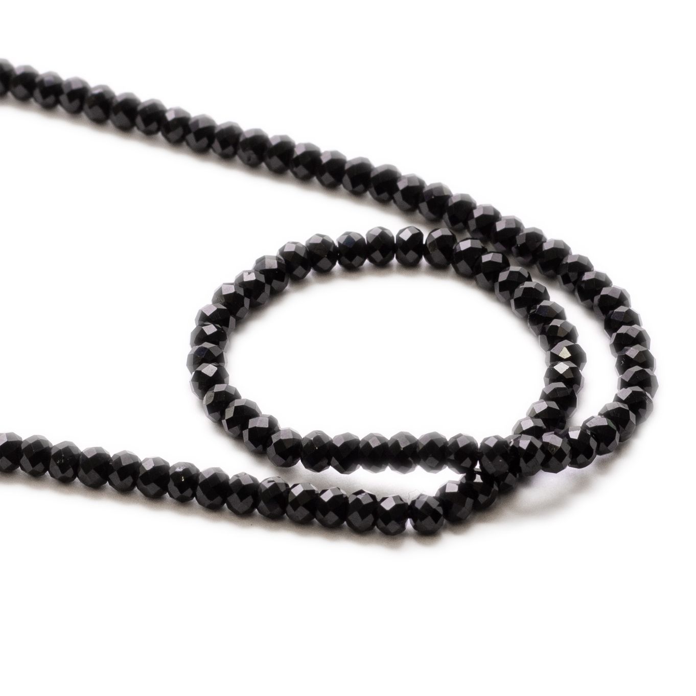 Black Spinel Faceted Rondelle Beads - Approx From 3mm