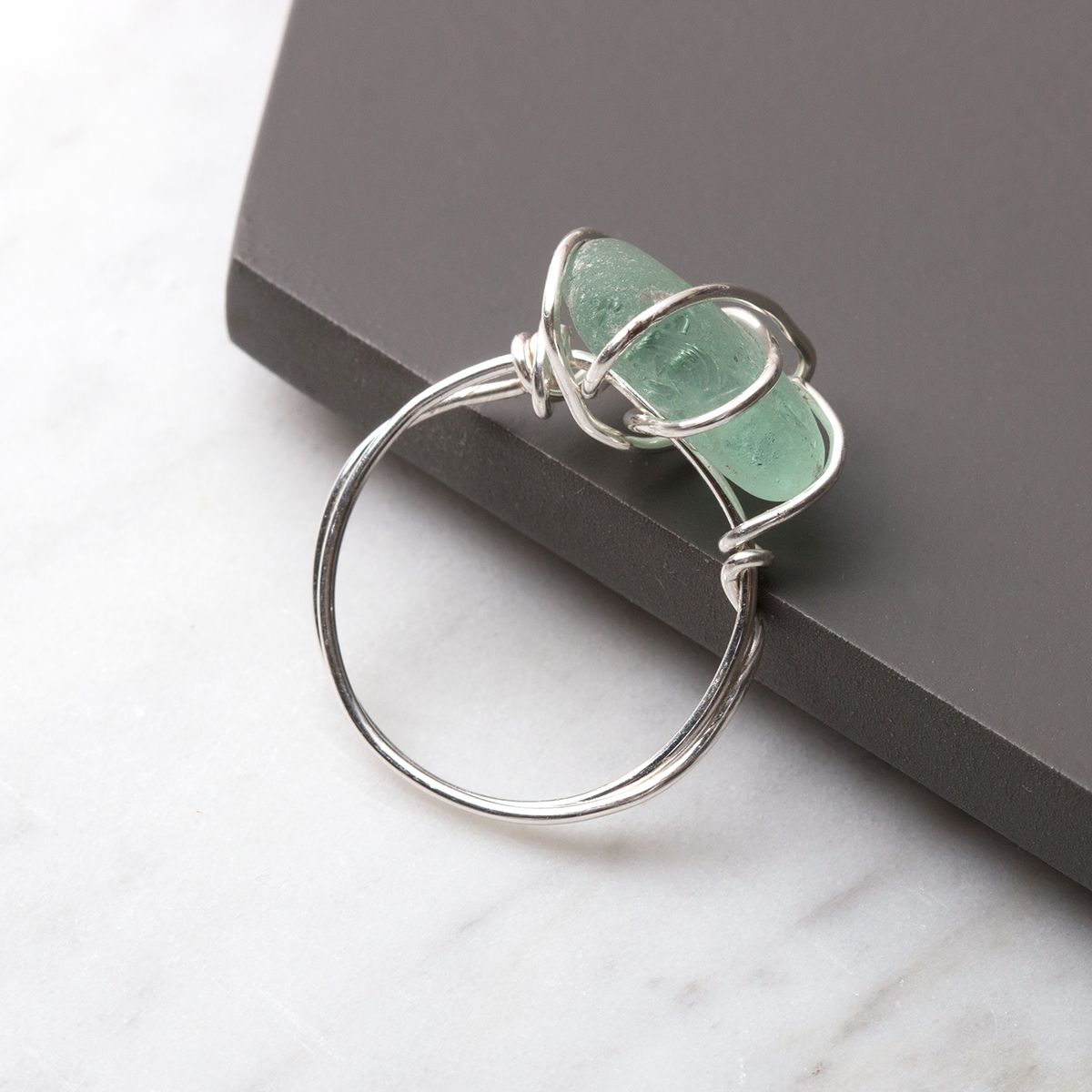 Wire Wrapped Sea Glass Ring