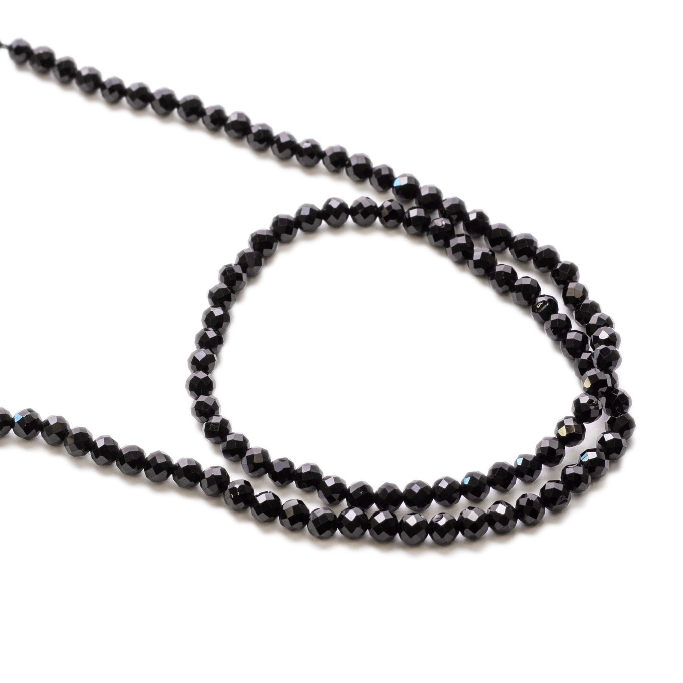 Black Onyx Faceted Round Beads - Approx 3mm