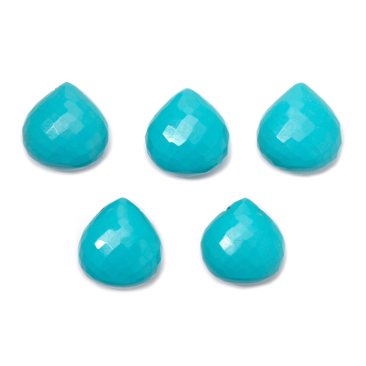 Sleeping Beauty Turquoise Faceted Heart Briolette Beads - Approx 11mm 