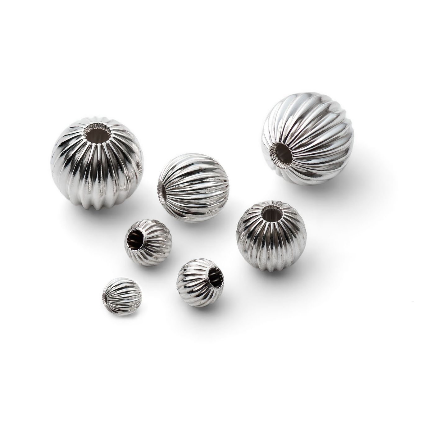 Sterling Silver Corrugated Round Beads