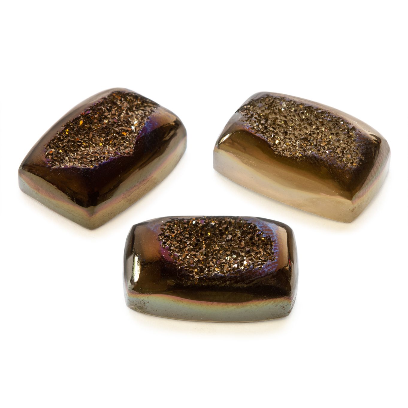 Espresso Window Drusy Cabochons, Approx 18x13mm Rectangle