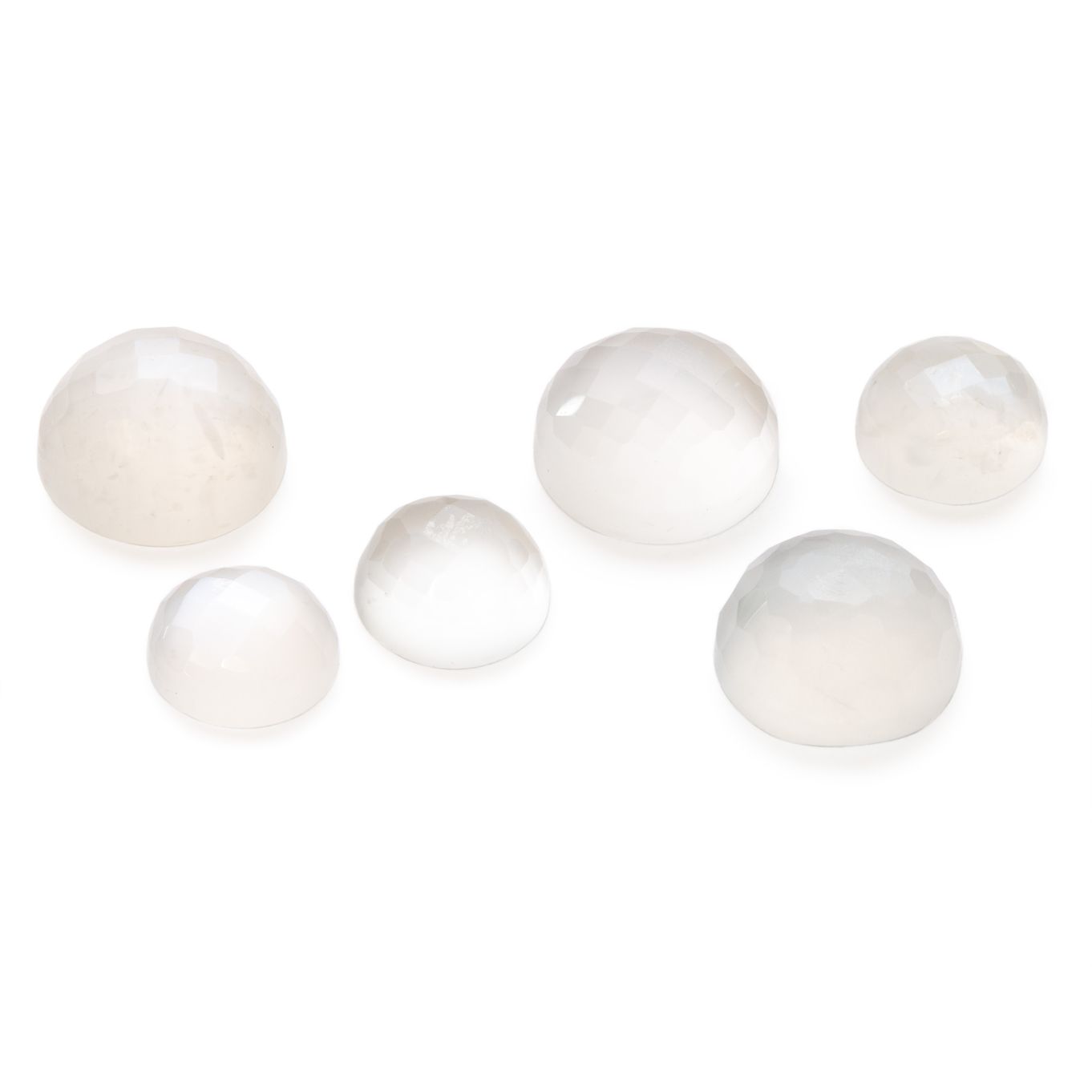White Moonstone Checker Cut Cabochons