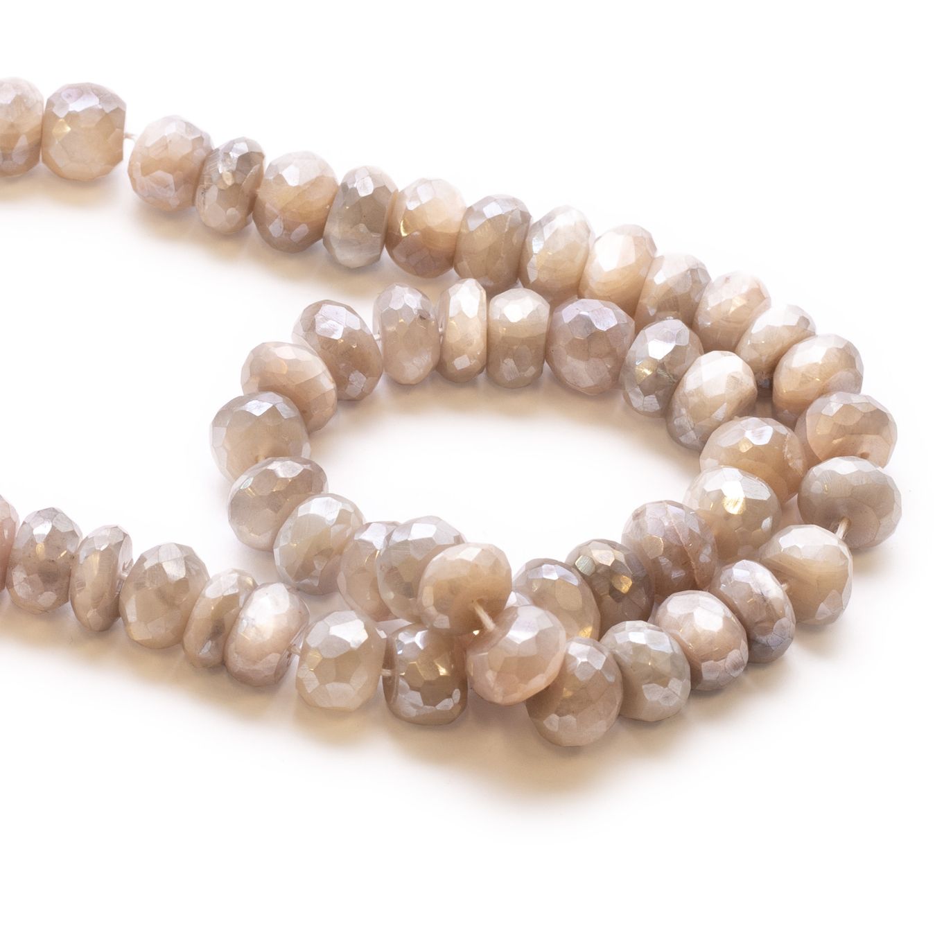 Mystic Coated Silver Moonstone Faceted Rondelle Beads -  Approx From 8mm