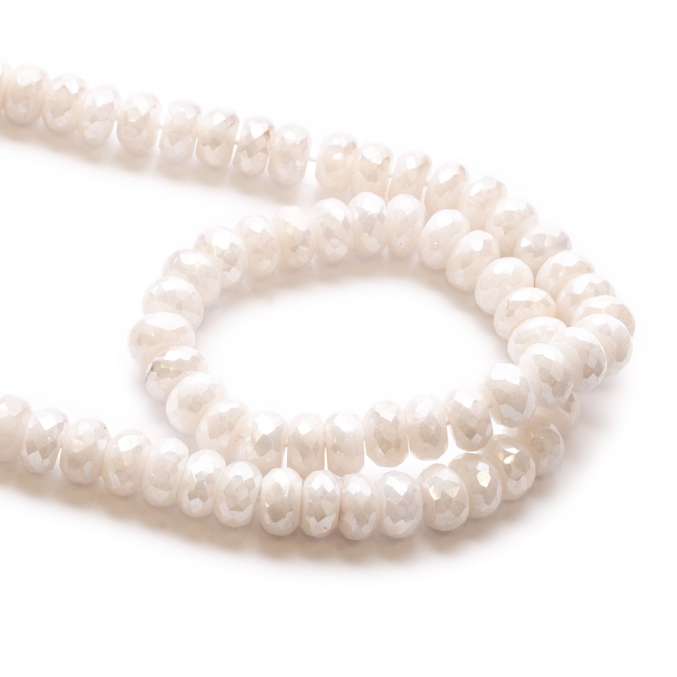 Mystic Coated White Moonstone Faceted Rondelle Beads -  Approx 8.5x5mm