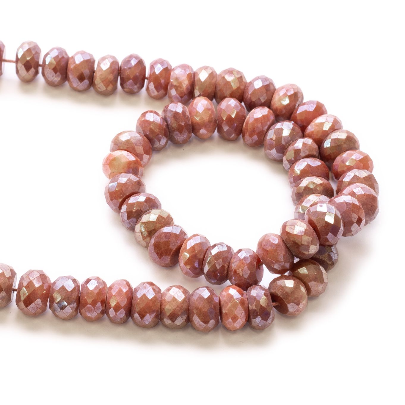 Mystic Coated Bronze Moonstone Faceted Rondelle Beads -  Approx From 8mm