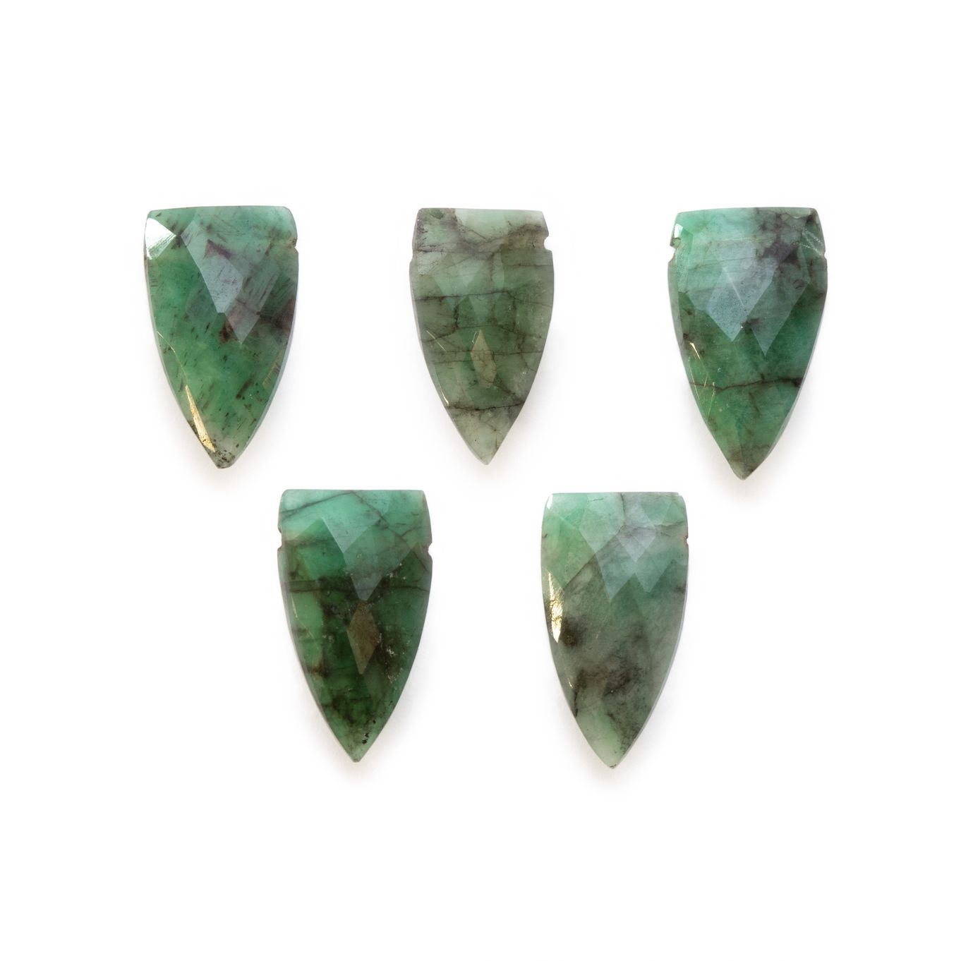 Emerald Faceted Shield Shaped Beads - Approx 14.5mmx8.5mm