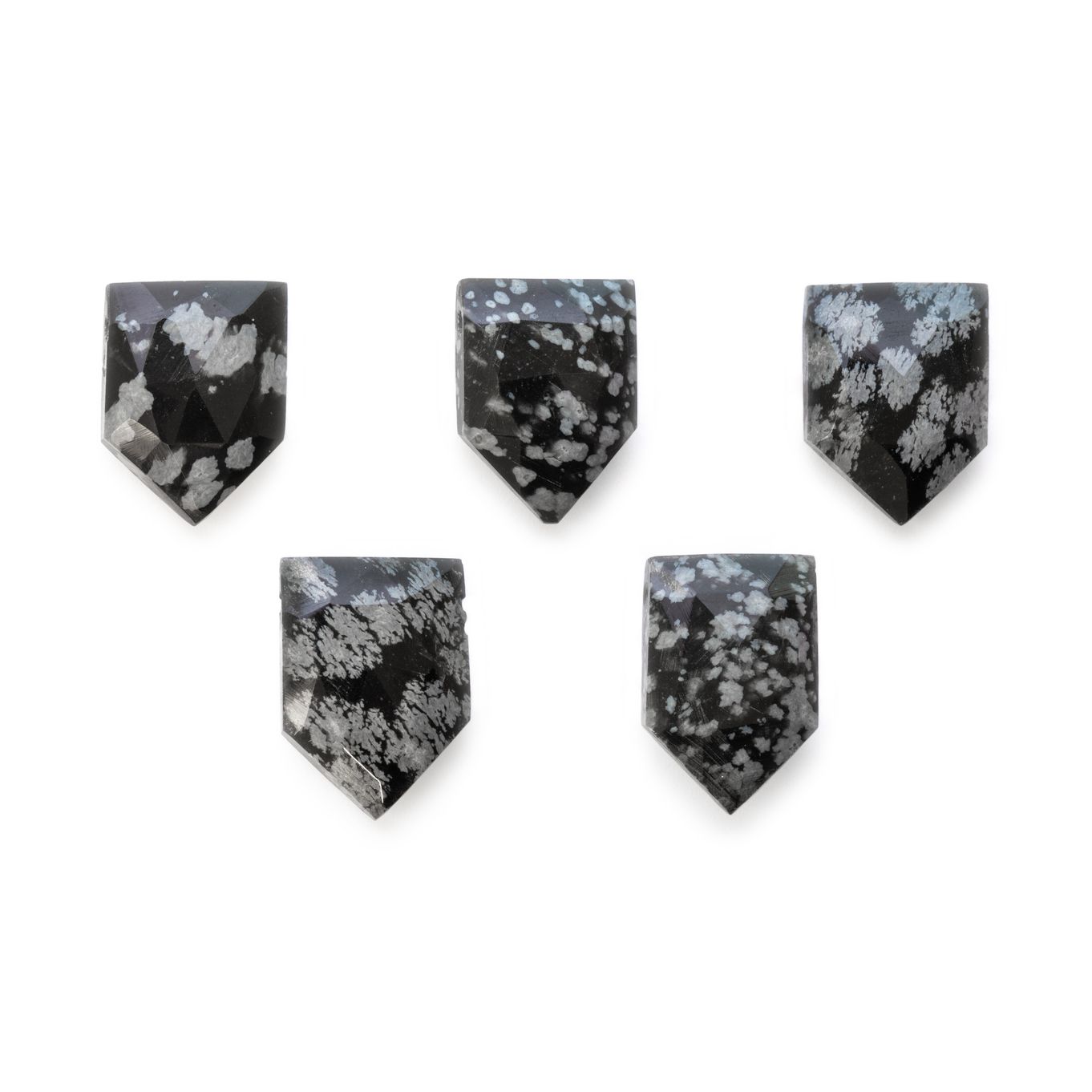 Snowflake Obsidian Faceted Shield Shaped Beads - Approx from 9mm