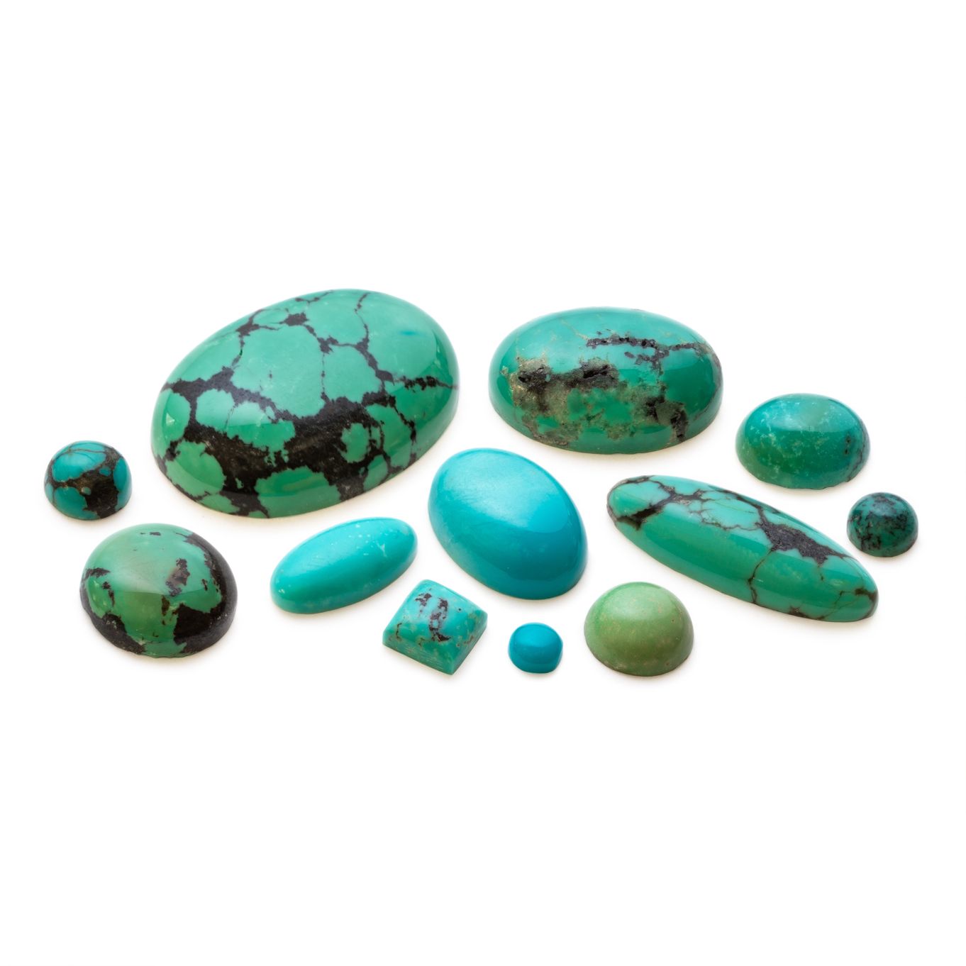 Chinese Spiderweb Matrix Turquoise Cabochons