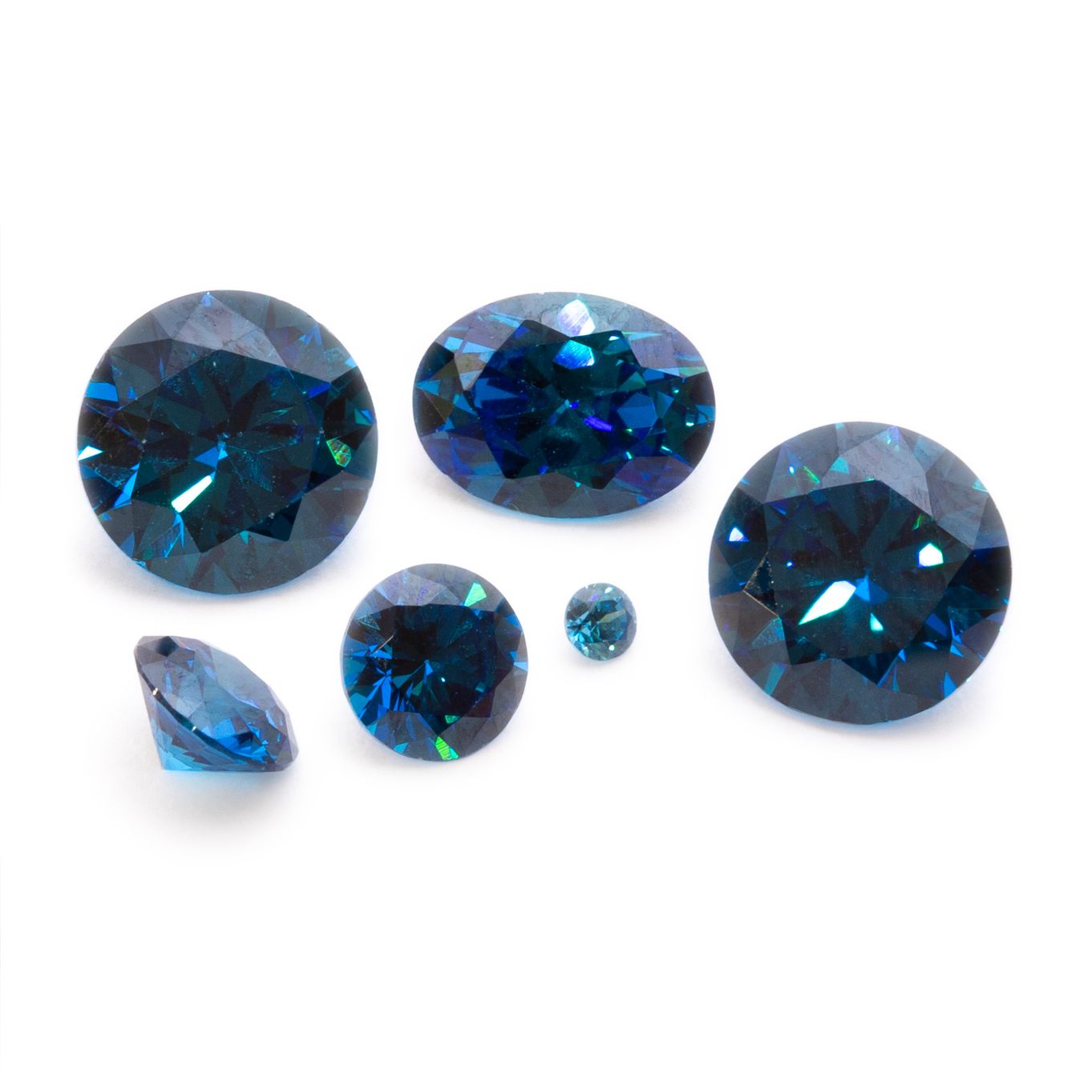 Sapphire Coloured Cubic Zirconia Faceted Stones