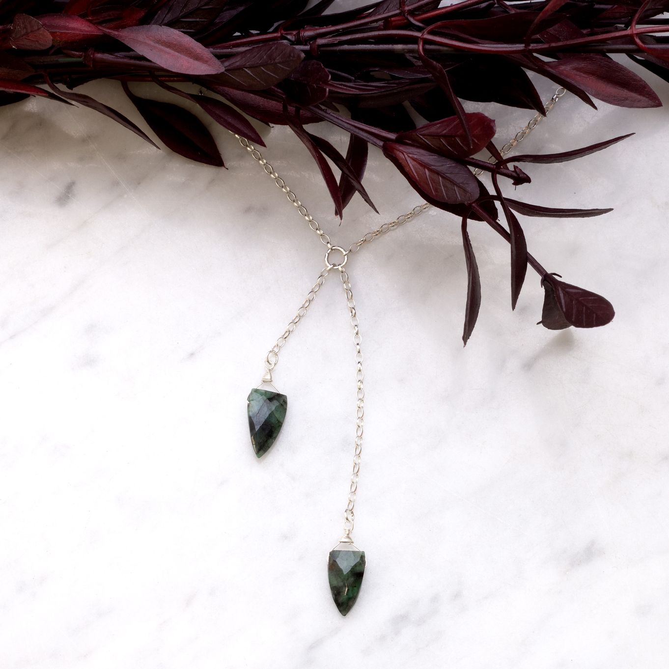 Emerald Shield Bead Necklace
