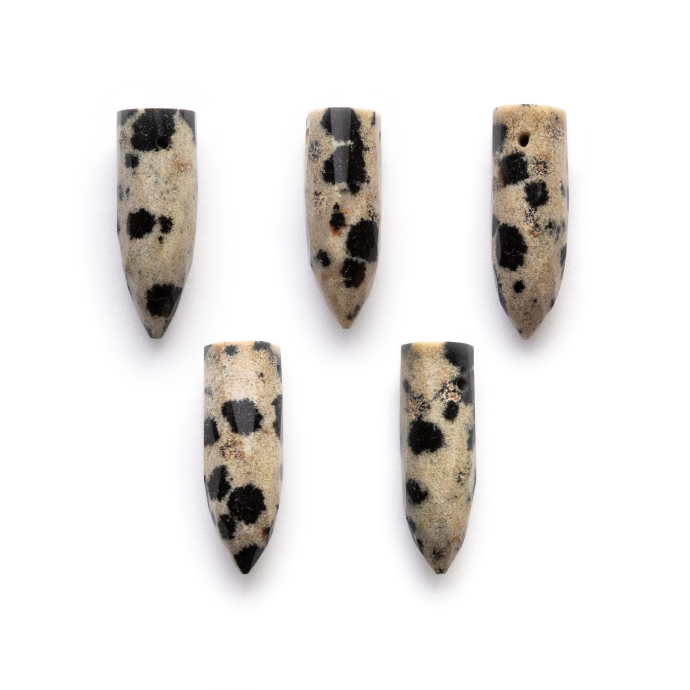 Dalmatian Jasper Faceted Bullet Shaped Beads - Approx 15x4.5mm