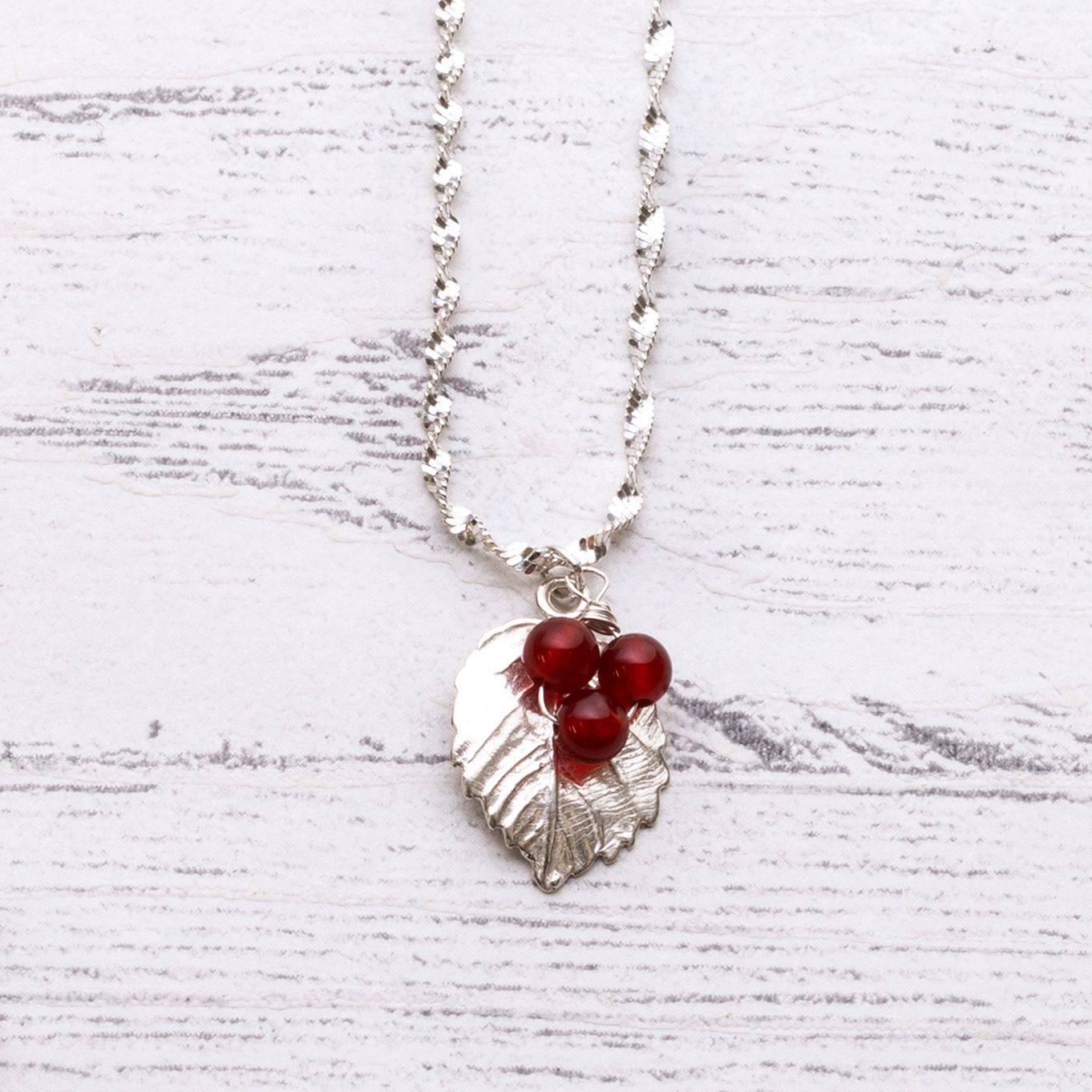 Christmas Berry Silver Necklace