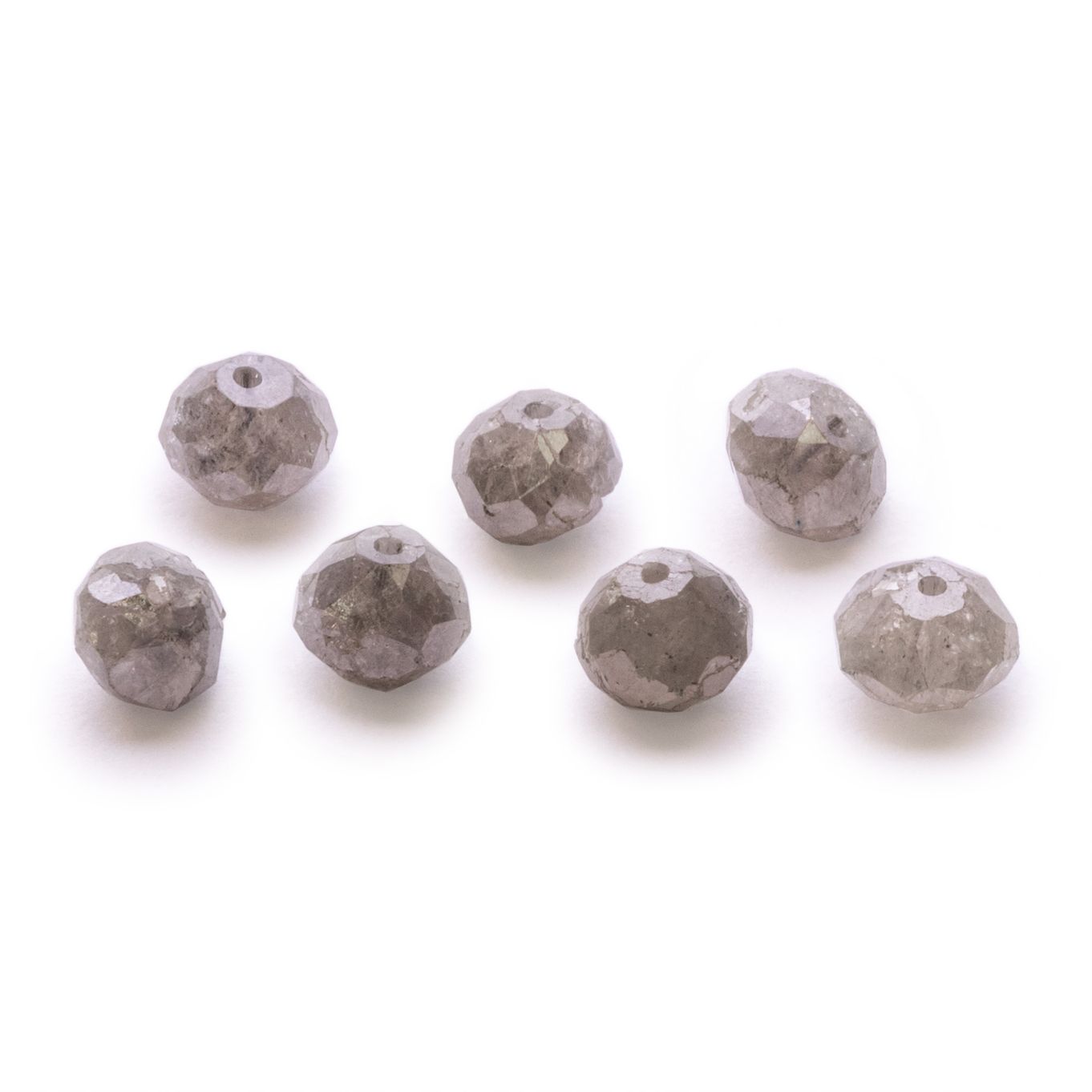 Grey Diamond Faceted Rondelle Beads