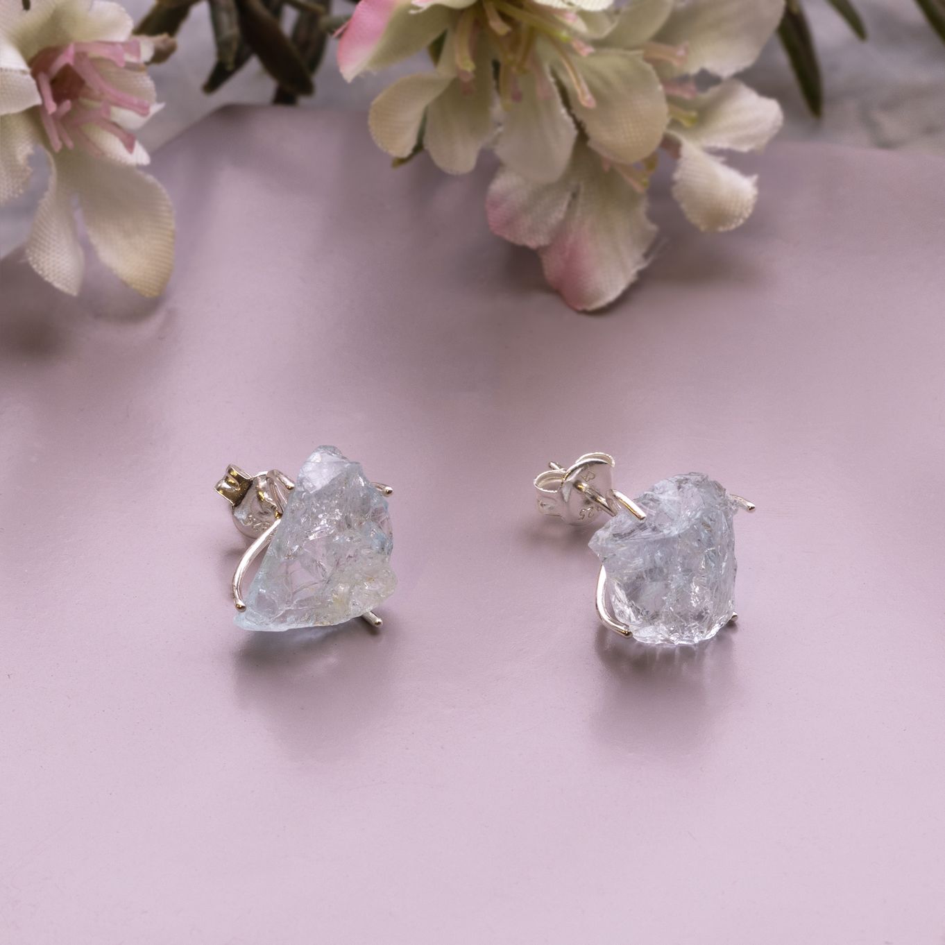 Aquamarine Crystal Earstud Earrings