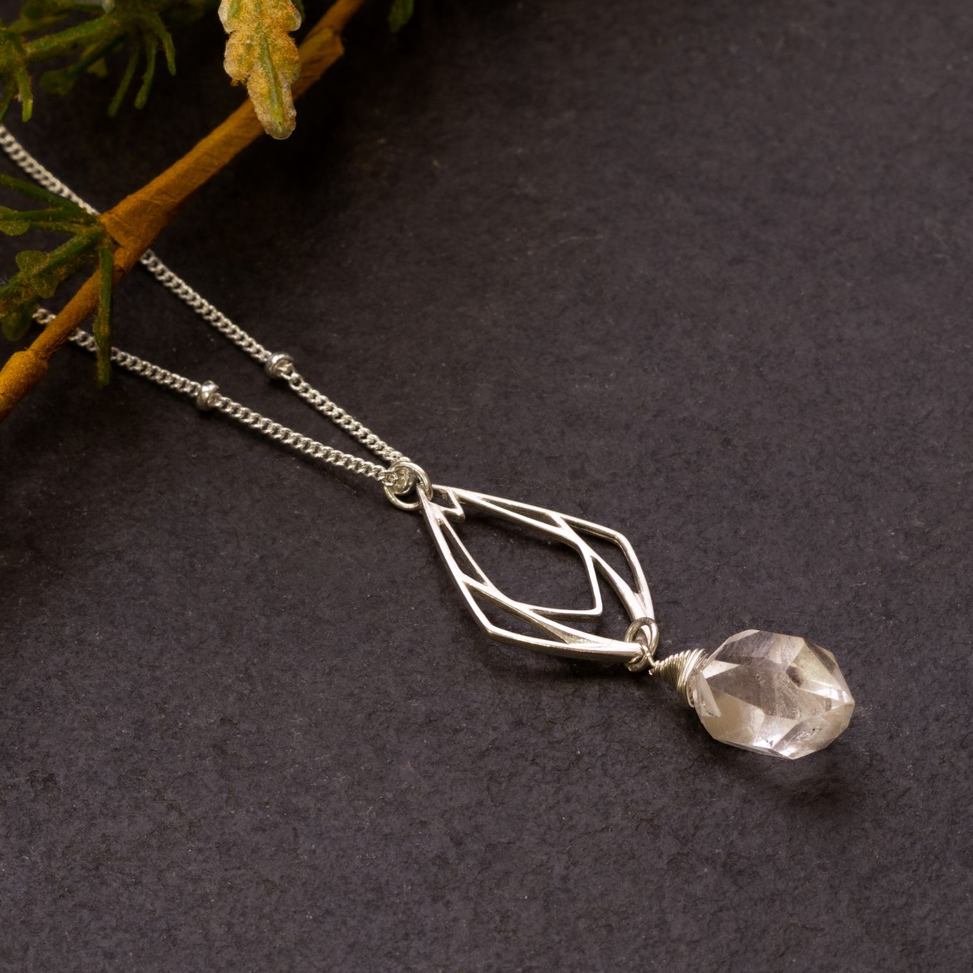 Herkimer Diamond And Charm Necklace