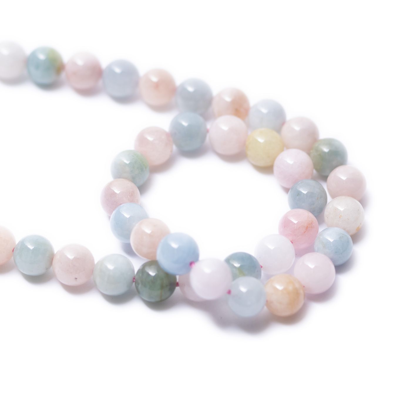 Morganite And Aquamarine Round Beads - Various sizes