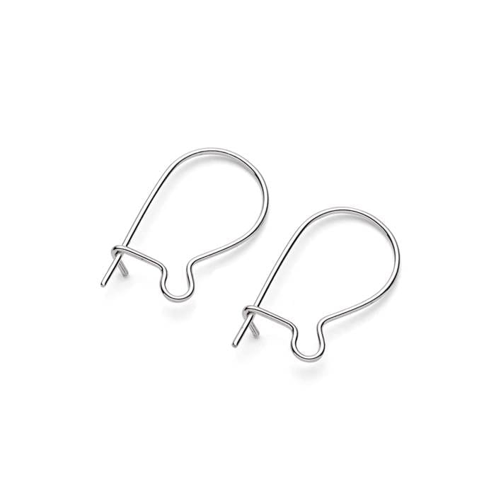 16x38mm Kidney Ear Wire Hooks Earring in Silver - The Bead Shop UK