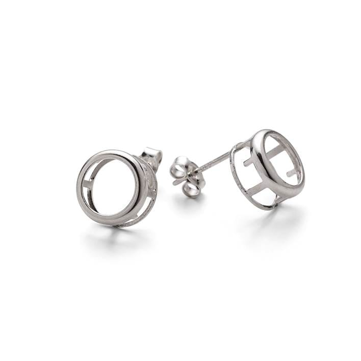 Sterling Silver Backset Stud Earring Settings (Pair)