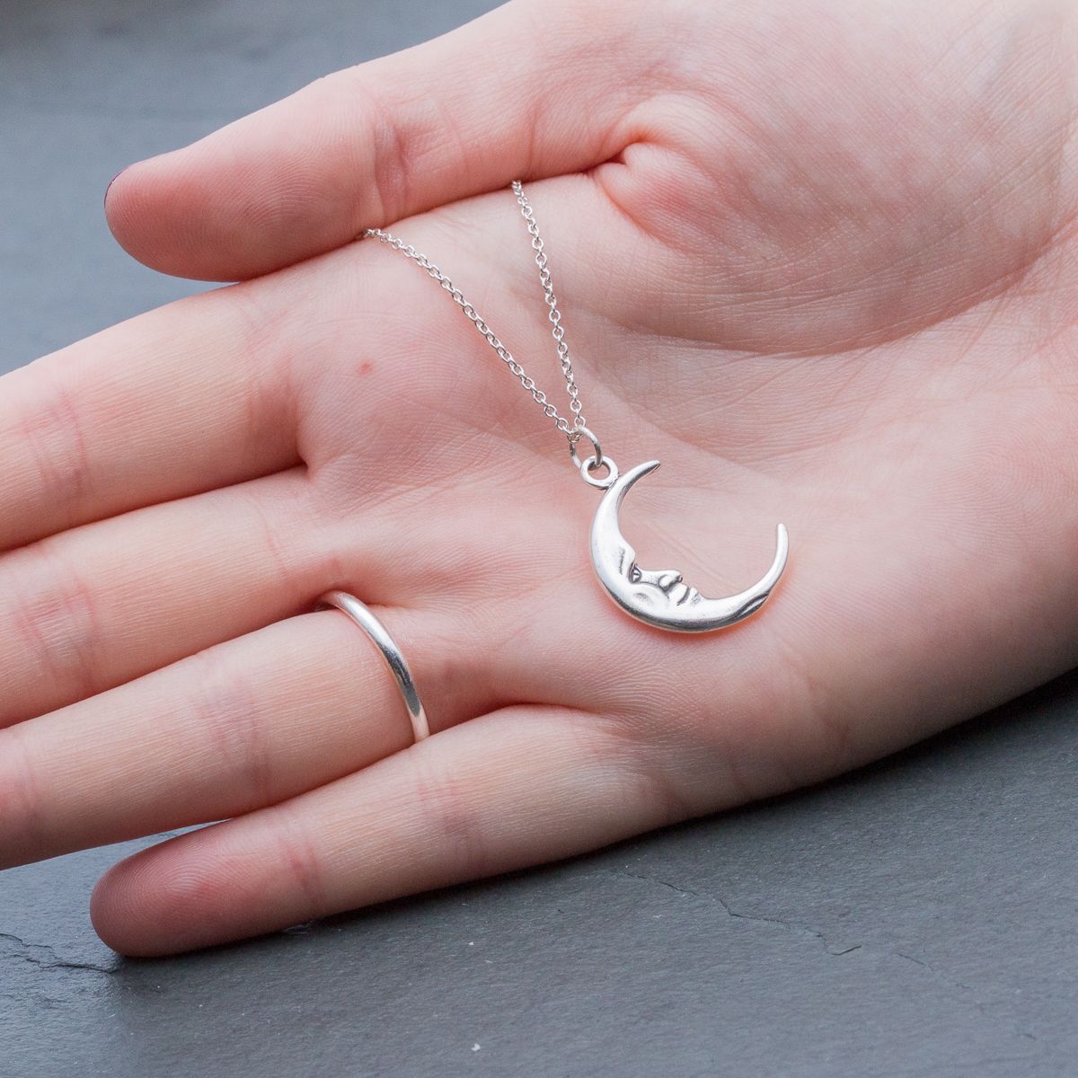 Silver moon charm store