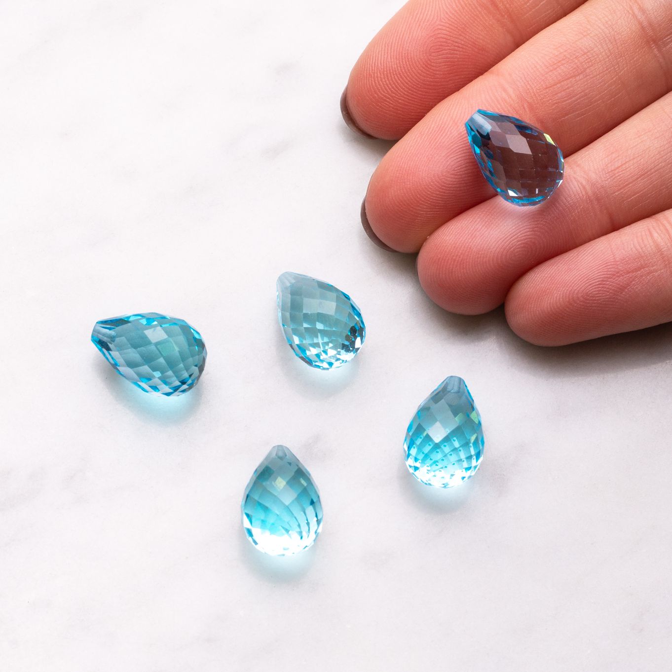 4 Inches BLUE TOPAZ FACETED fashion Rondelle Shape Flat Natural Gemstone Briolette Center Drill Beads Line | High Quality Cut Gemstone | Topaz Beads