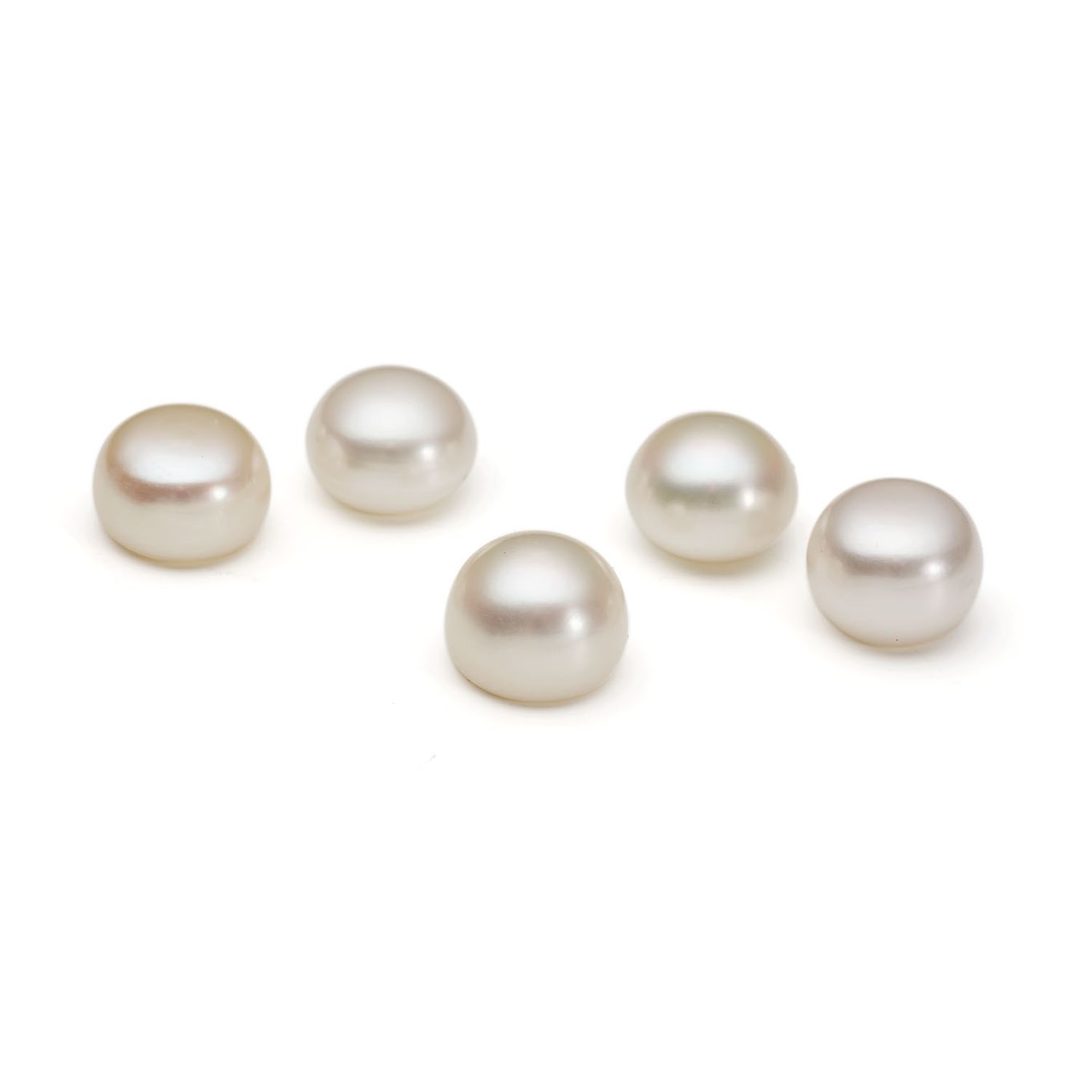 Cultured Freshwater Half Drilled White Pearls - Approx From 10mm Button Shape