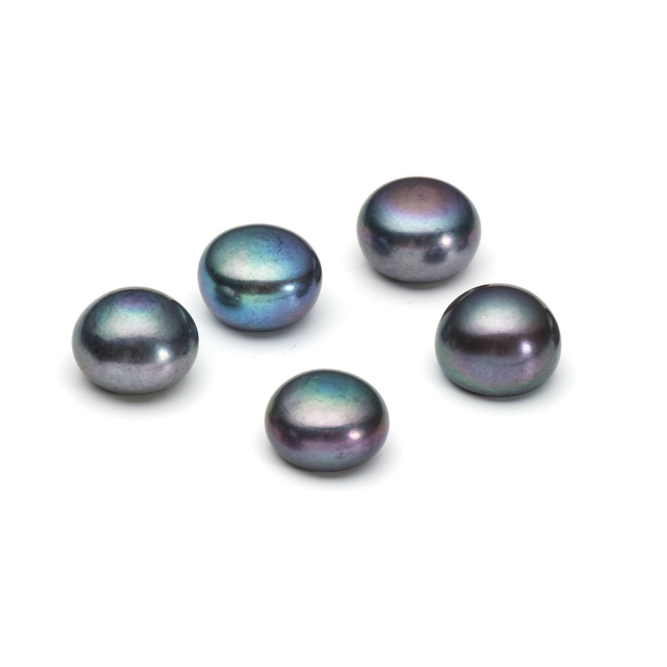 White Cultured Freshwater Pearls Half-Drilled Button 4-4.5mm
