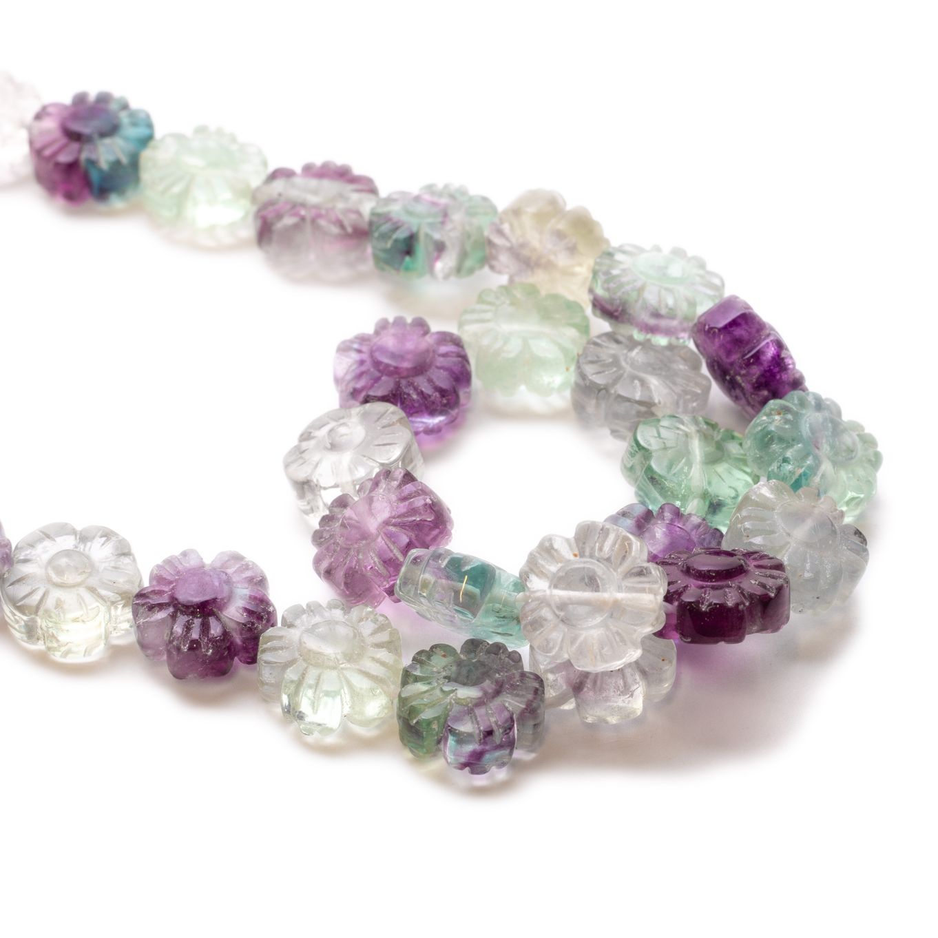 Rainbow Fluorite Flower Beads Approx 12mm