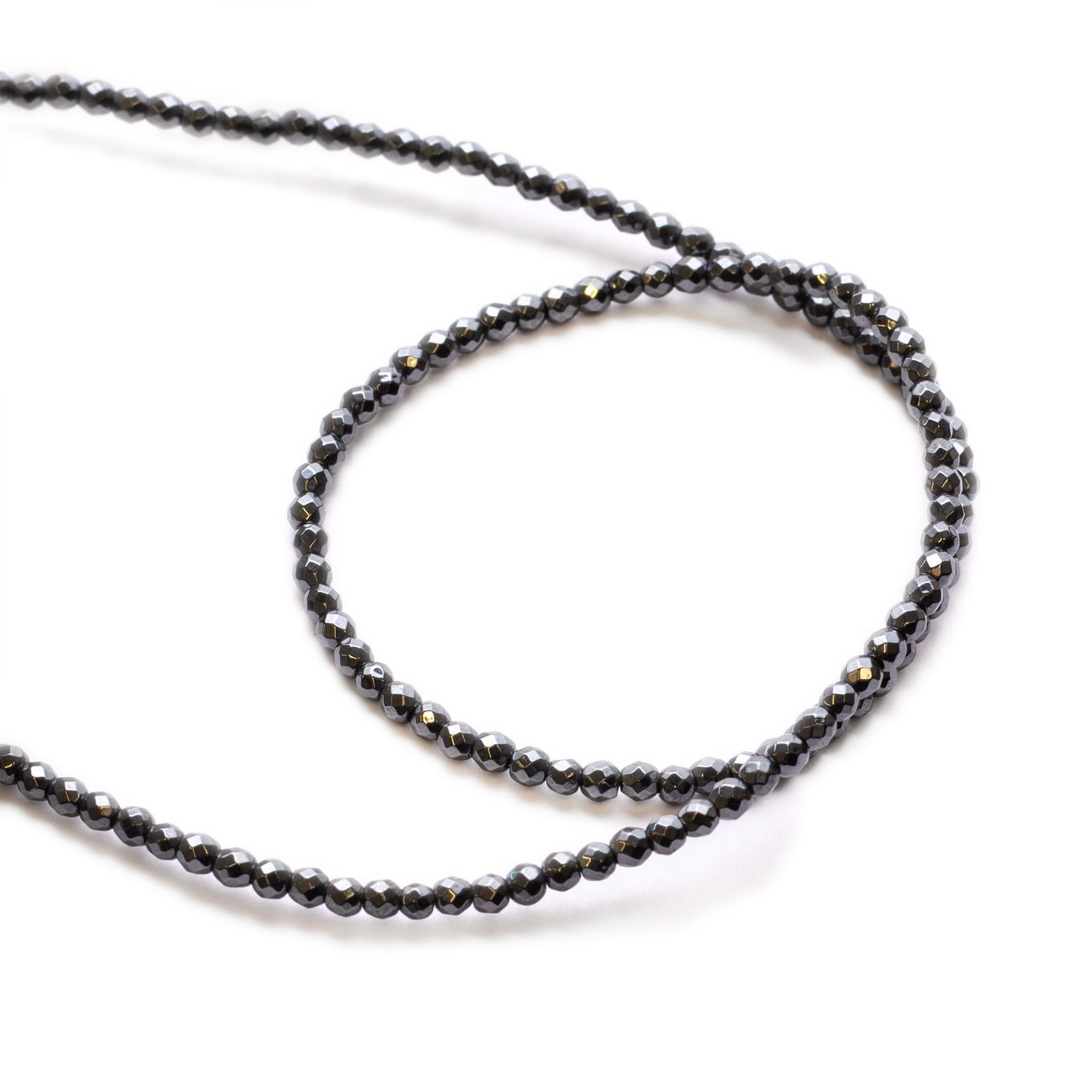 Hematite Faceted Round Beads, 2mm