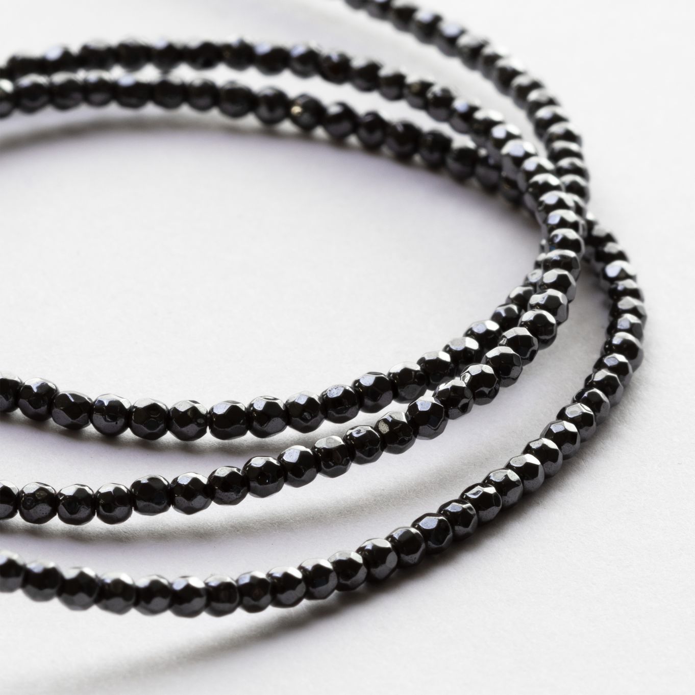 Hematite Faceted Round Beads - Approx 2mm