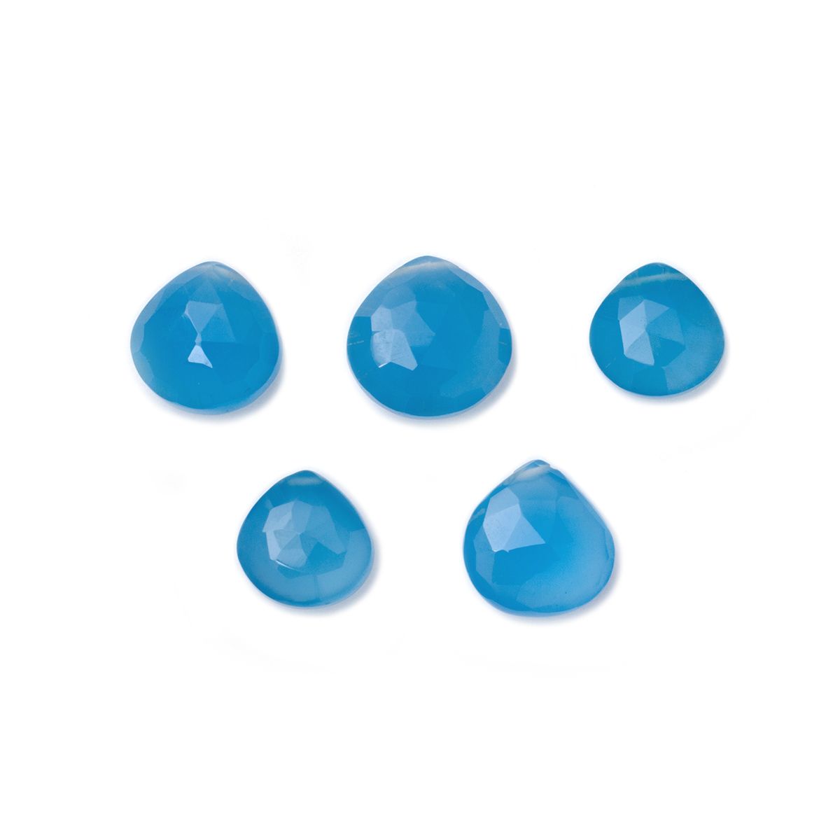 Blue Chalcedony Faceted Heart Briolette Beads - Approx From 9mm 