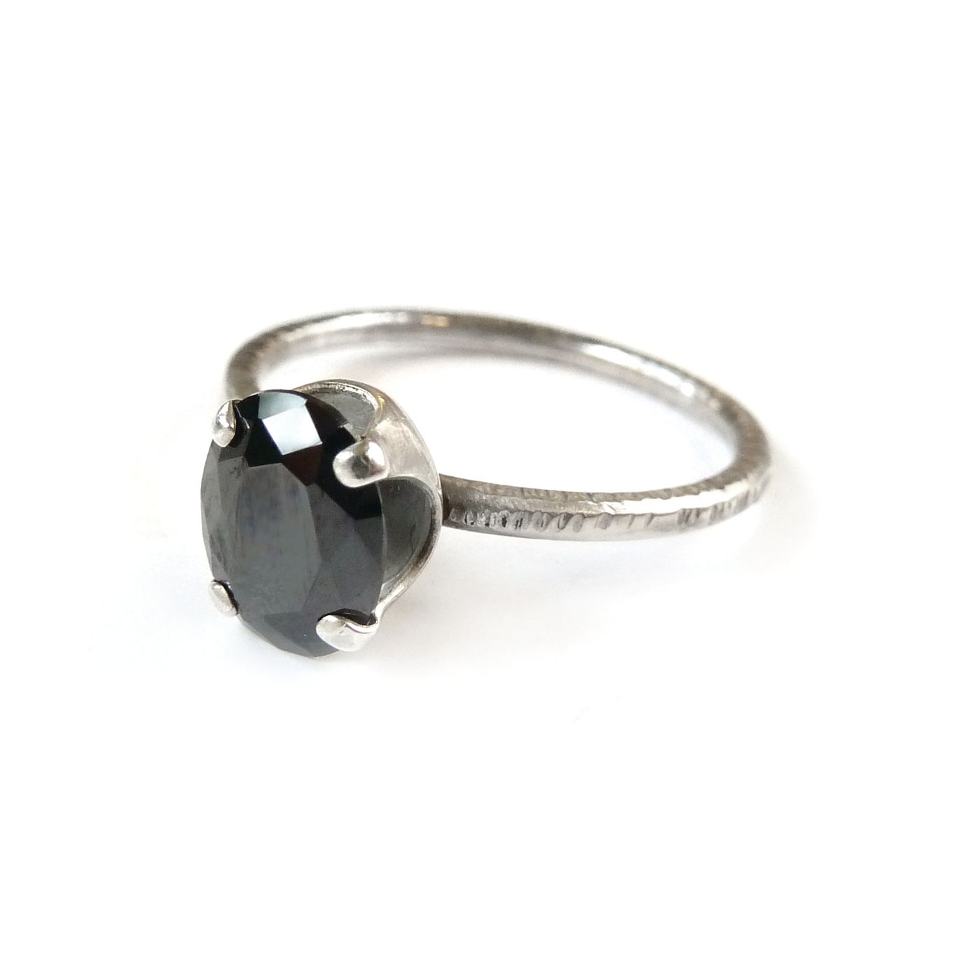 Black Cubic Zirconia Sterling Silver Ring 