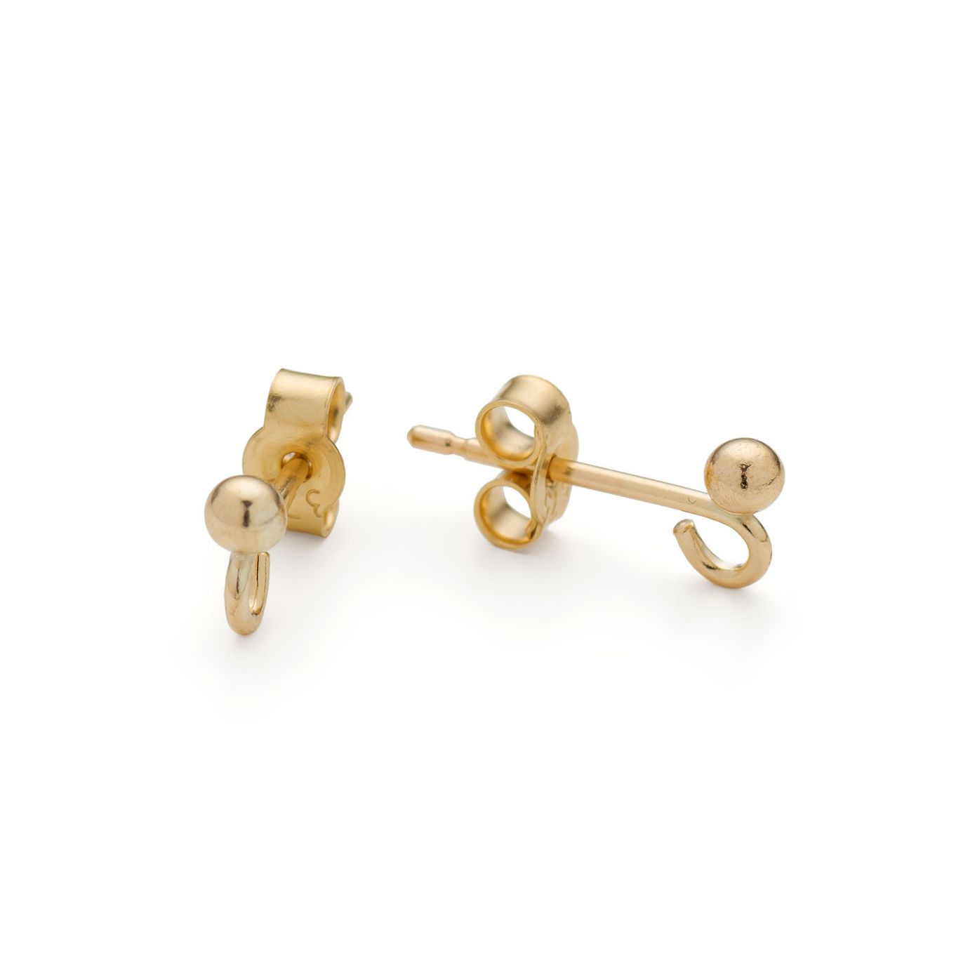 9ct Gold French Earstuds with Ball & Loop (Pair)