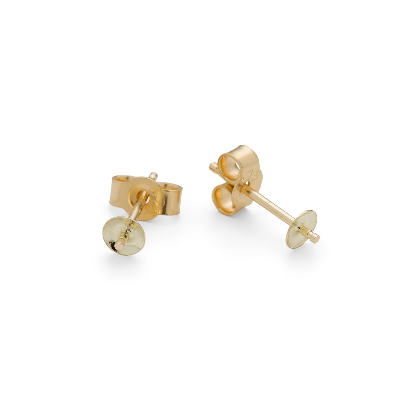 9ct Gold Earstud Settings for Half Drilled Beads (Pair)