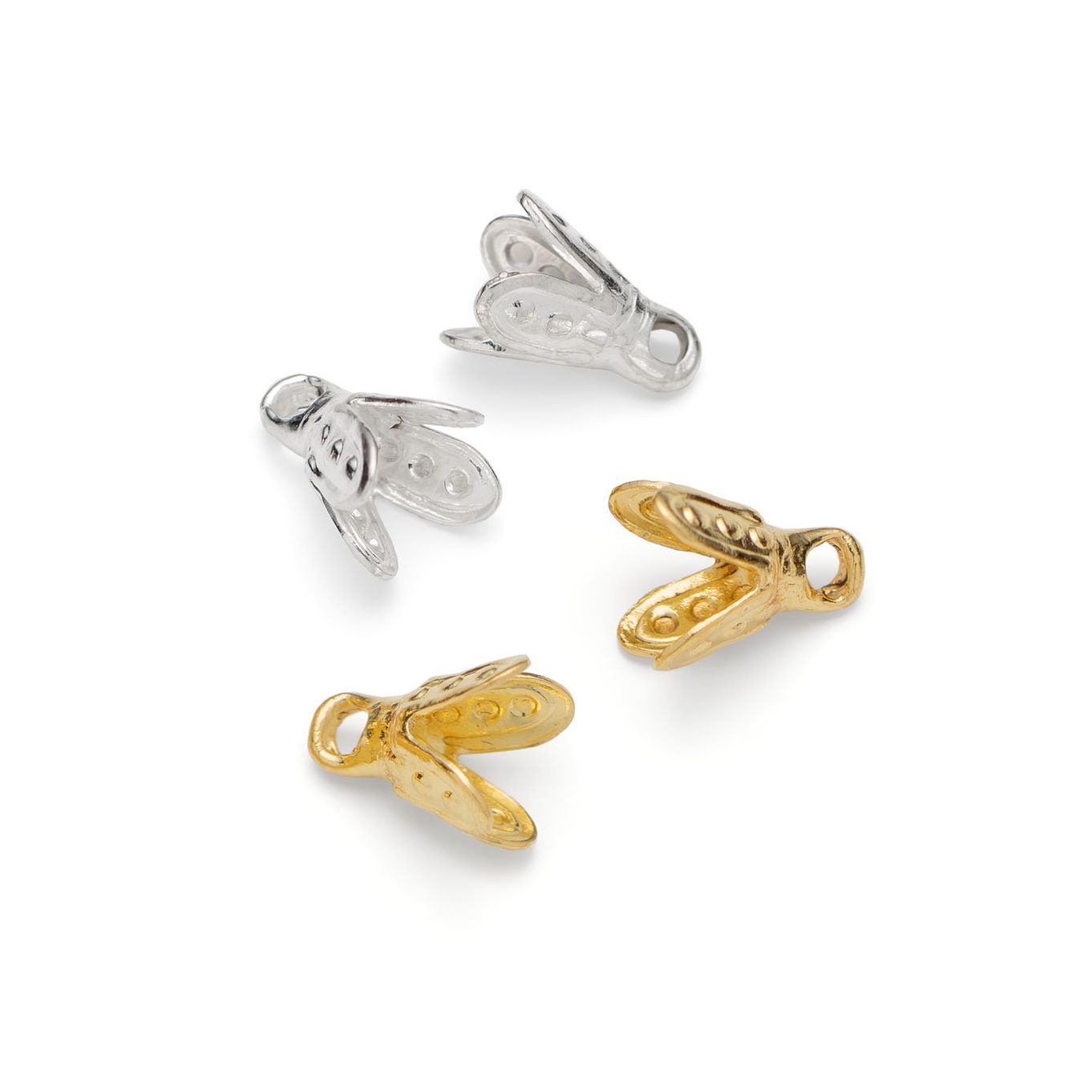 Plated Small 4 Prong Bell Caps (Pack of 10)