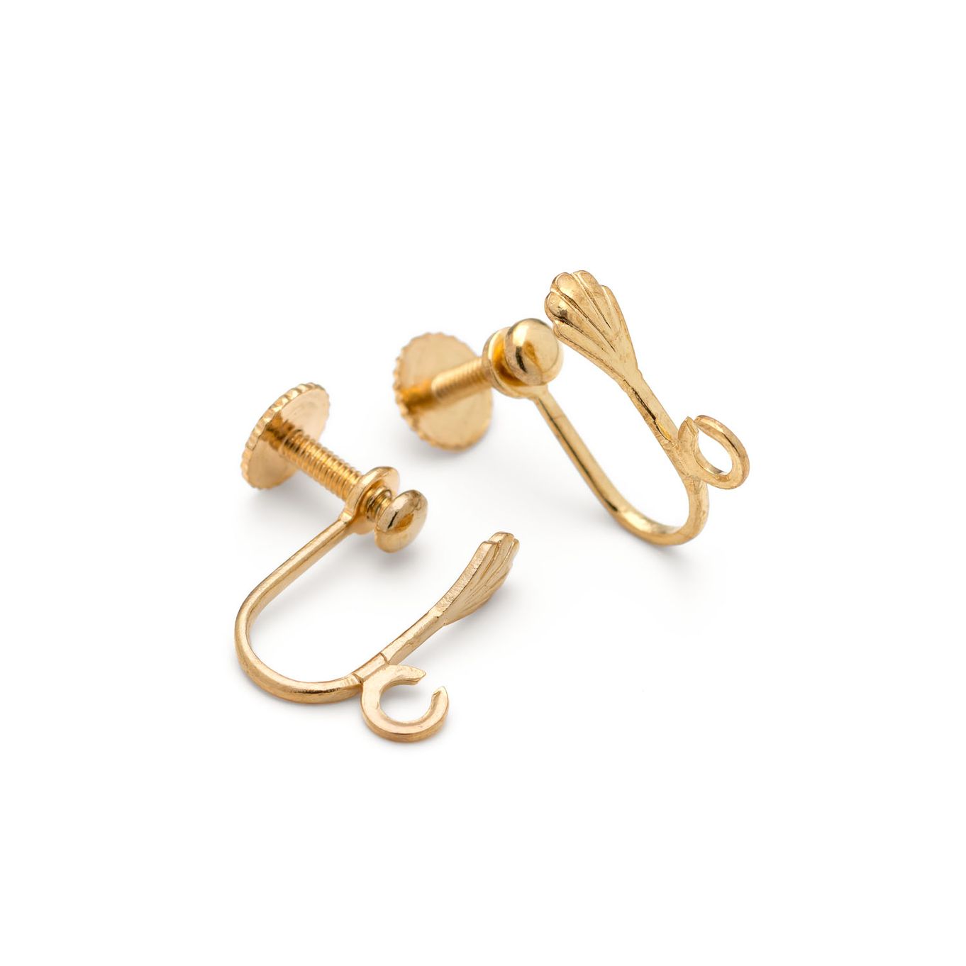 2 Pairs Gold Plated Clip On Clipon Earrings Findings