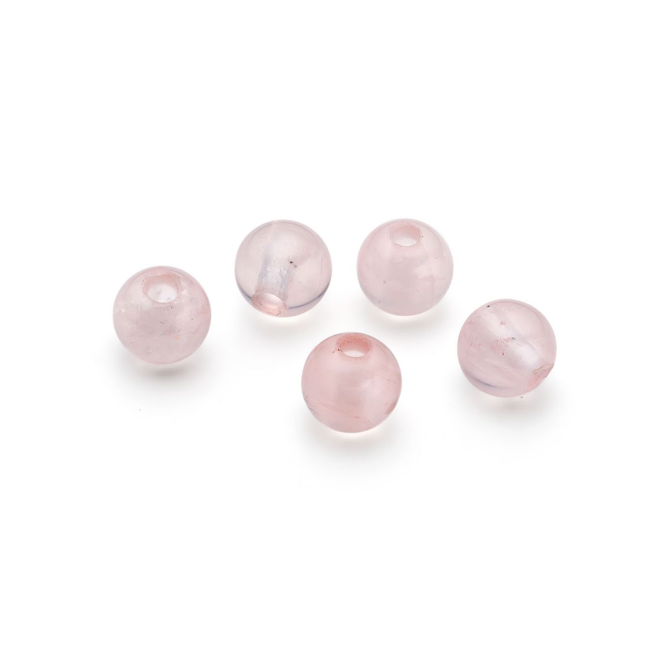 Rose Quartz Round Large Hole Beads - Approx 10mm