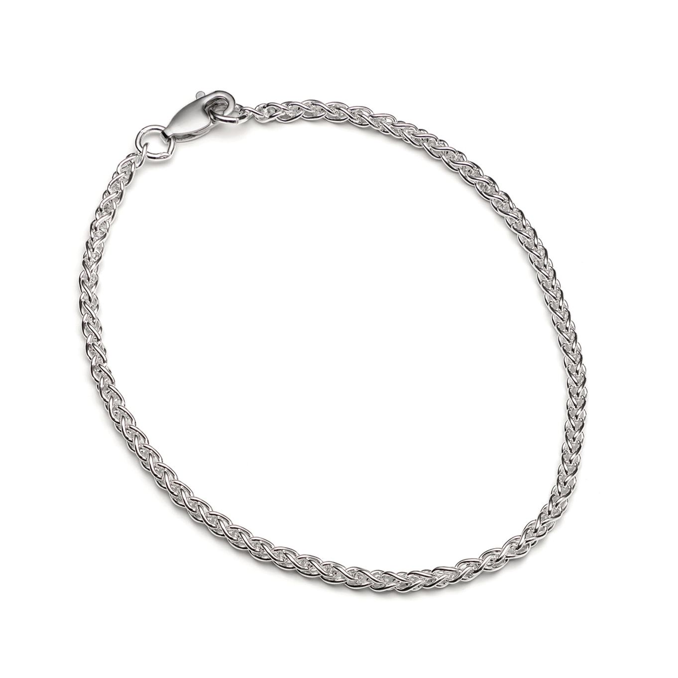Sterling Silver Spiga Charm Bead Chain - 19cm Bracelet