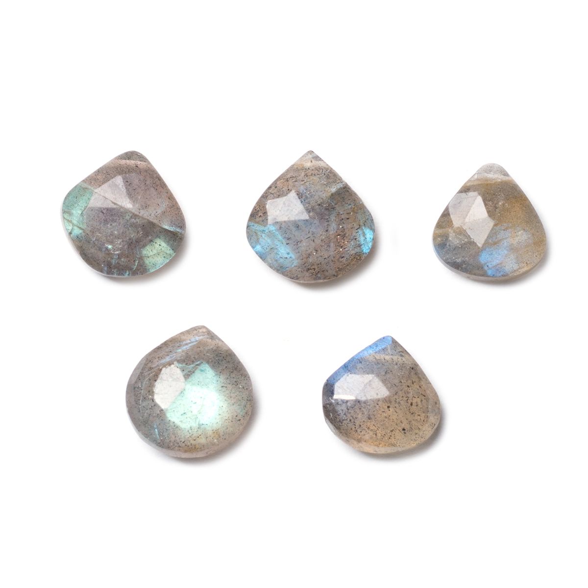 Labradorite Faceted Heart Briolette Beads - Approx From 8mm