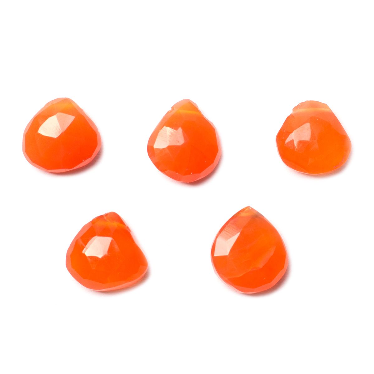 Carnelian Faceted Heart Briolette Beads - Approx From 8mm