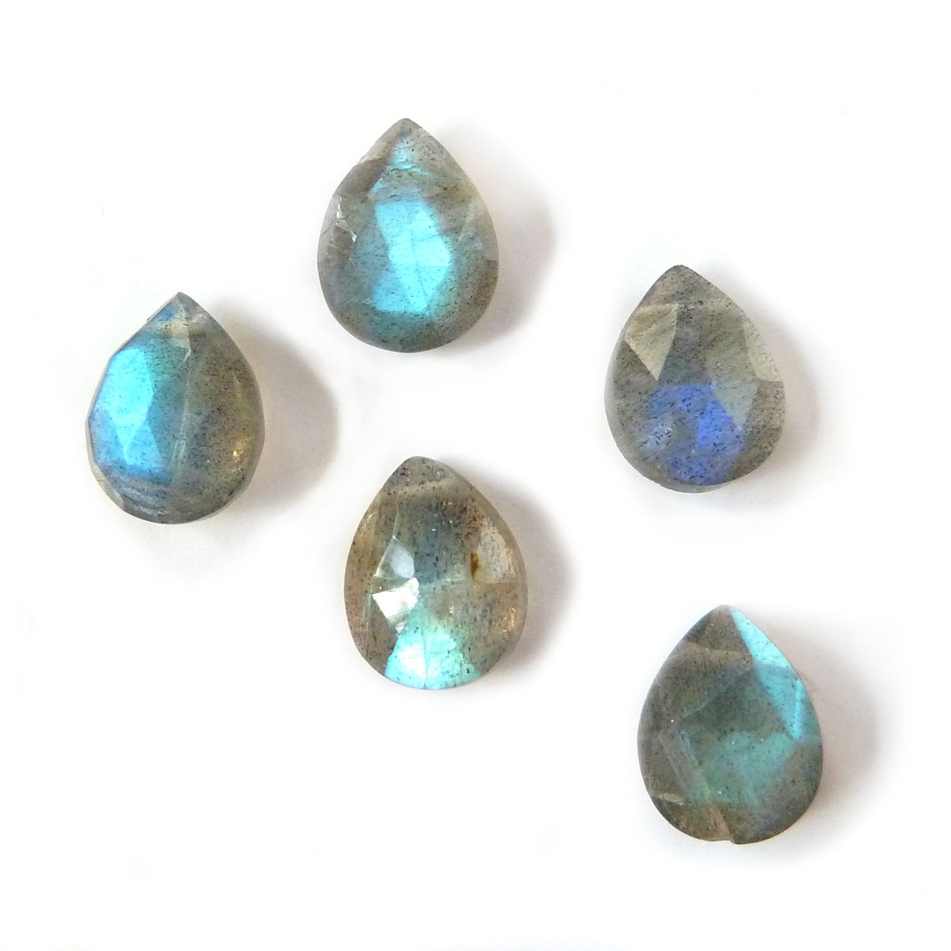 Labradorite Faceted Teardrop Briolette Beads - Approx From 7mm