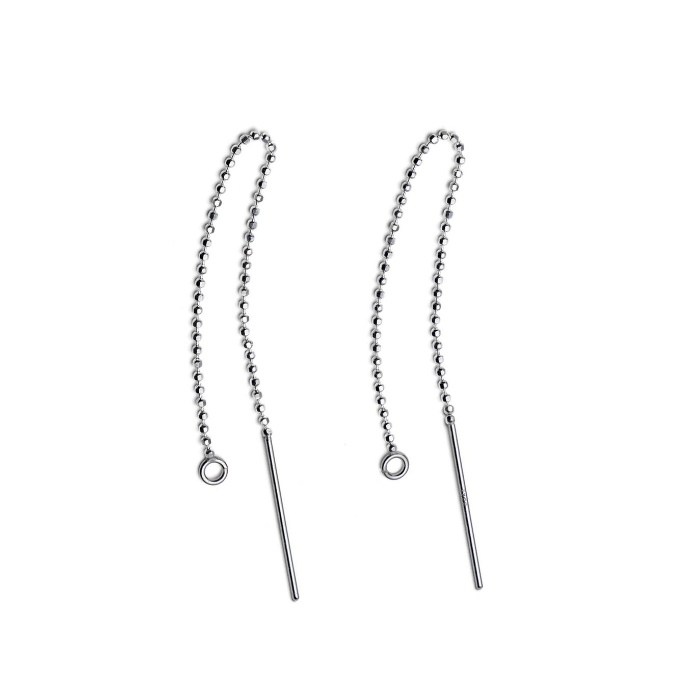 Sterling Silver Bead Chain Threader Earrings (Pair)