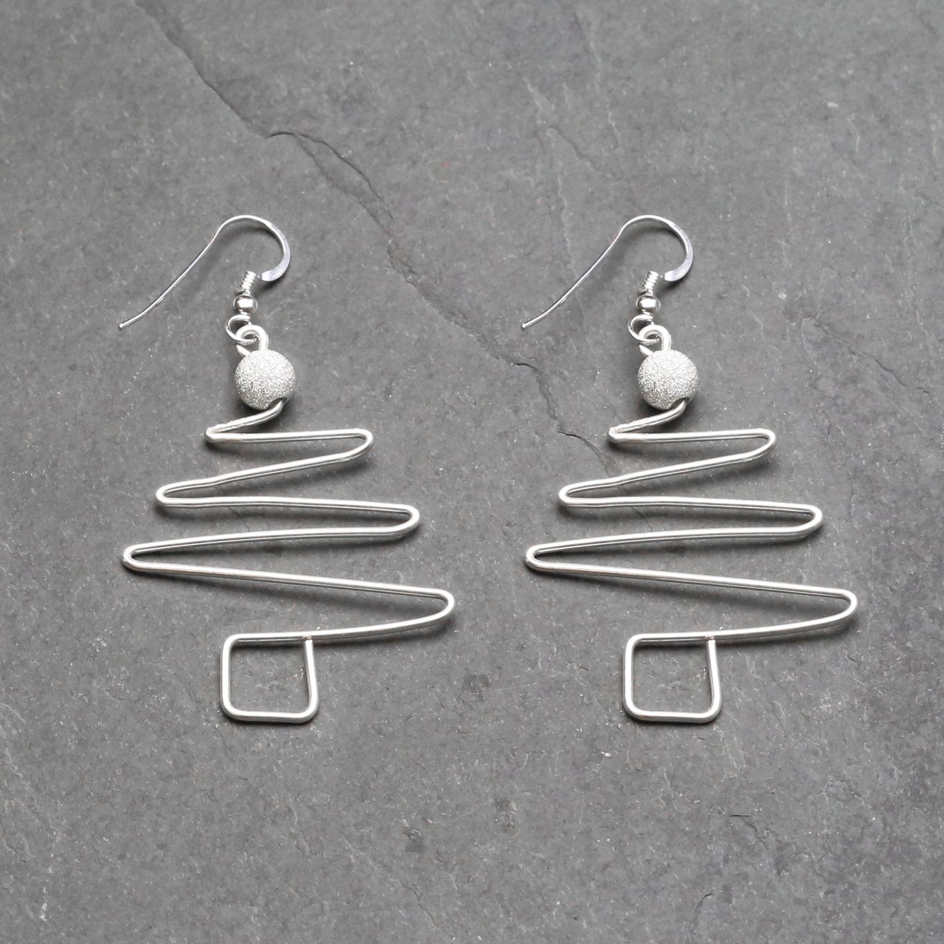 Wire Work Christmas Tree Earrings
